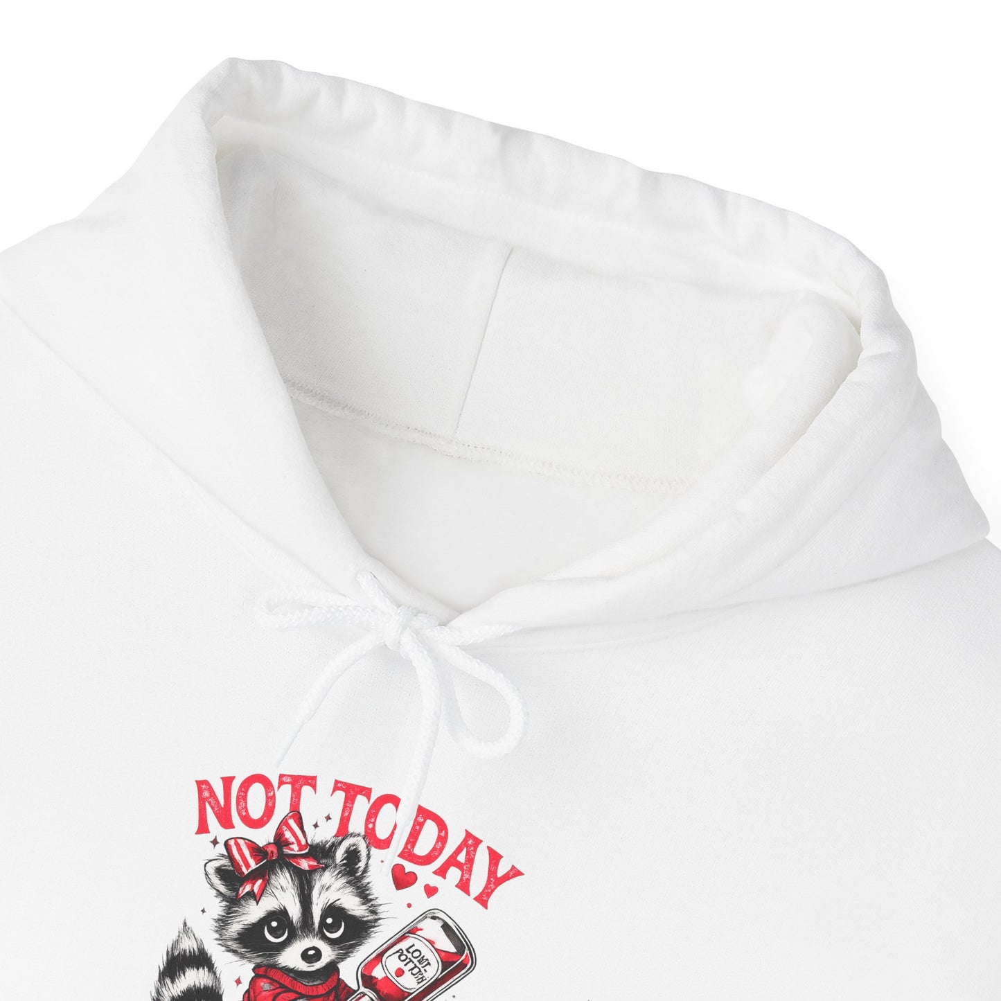 Not Today Cupido Raccoon Hoodie — Funny Valentine Anti-Love Sweatshirt