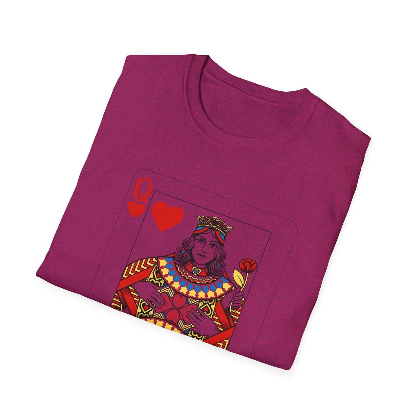 Valentines Queen of Hearts Unisex Softstyle T-Shirt - Card Inspired Design