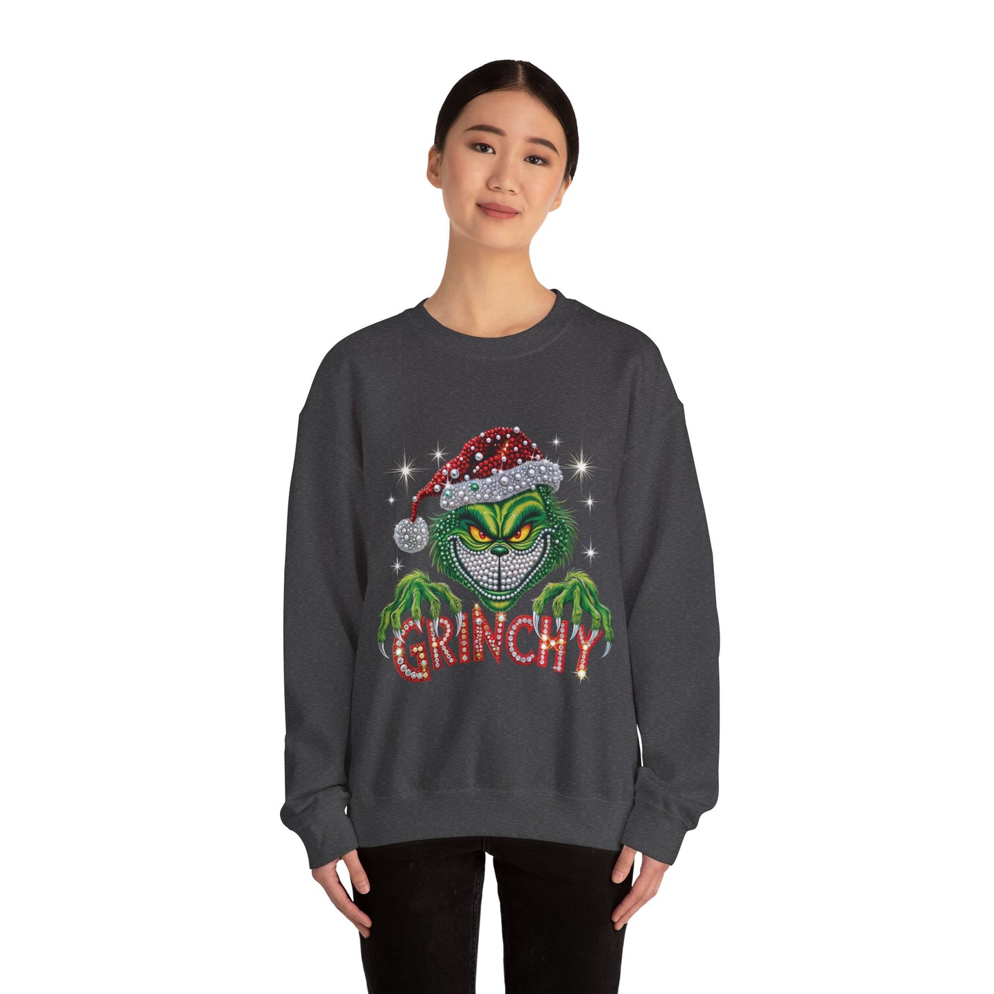 Grinchy Holiday Sweatshirt — Vintage Grinch Santa Crewneck