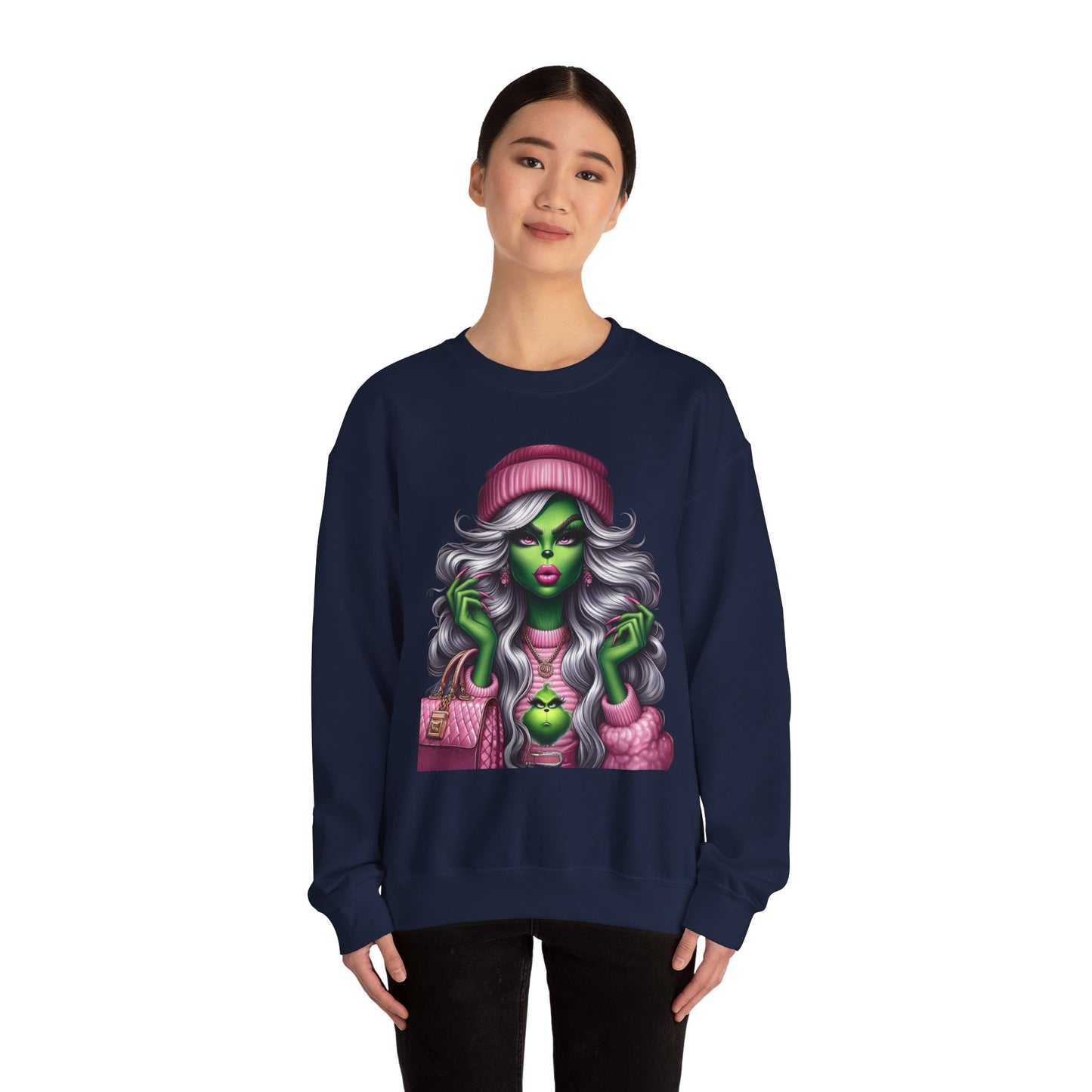 Witchy Glam Crewneck Sweatshirt – Green Glamour Girl Design