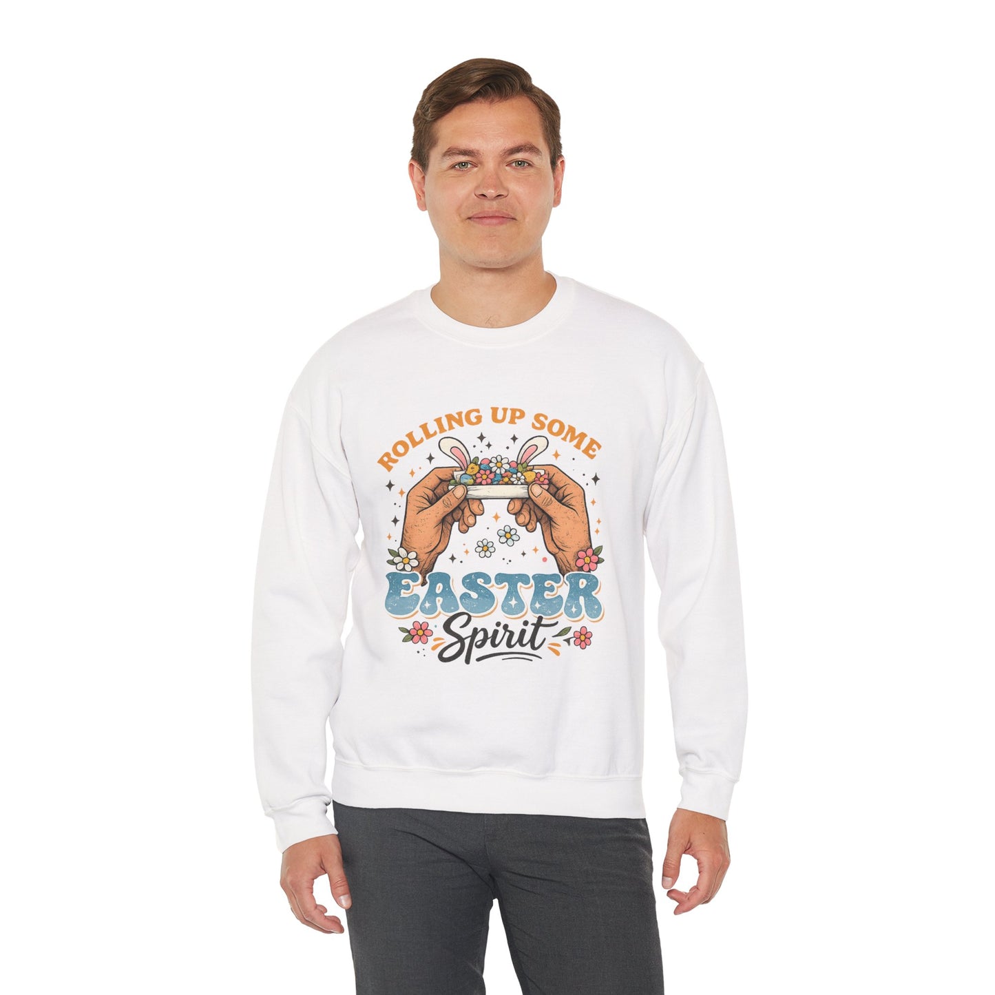Easter Spirit Sweatshirt — "Rolling Up Some Easter Spirit" Graphic Crewneck