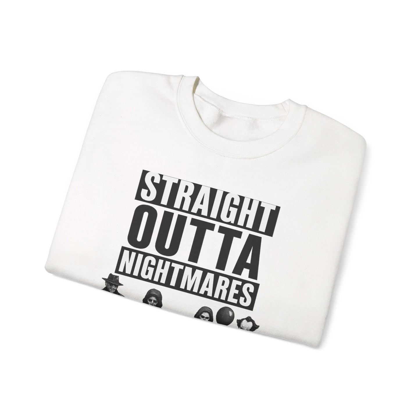 Straight Outta Nightmares Crewneck Sweatshirt | Unisex Pullover for Halloween, Cozy Gift for Horror Fans, Casual Layering