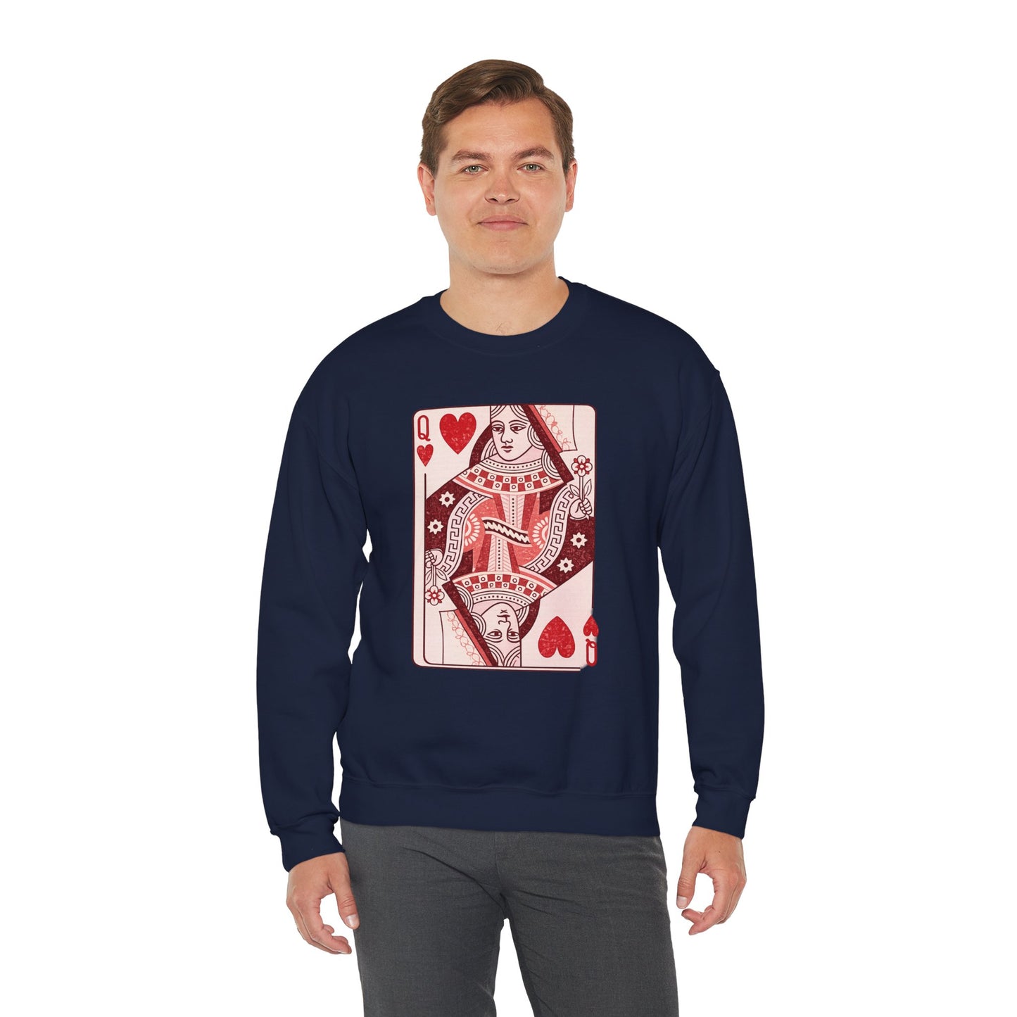 Queen of Hearts Crewneck Sweatshirt – Playing Card Graphic