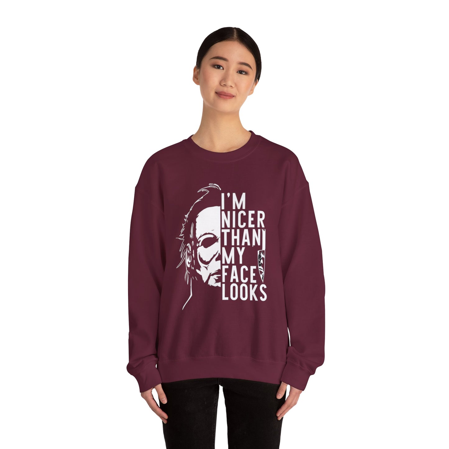 Unisex Halloween Humor Crewneck Sweatshirt, Funny Sweatshirt, Gift for Horror Fans, Halloween Apparel, Spooky Vibes, Comfortable Layering