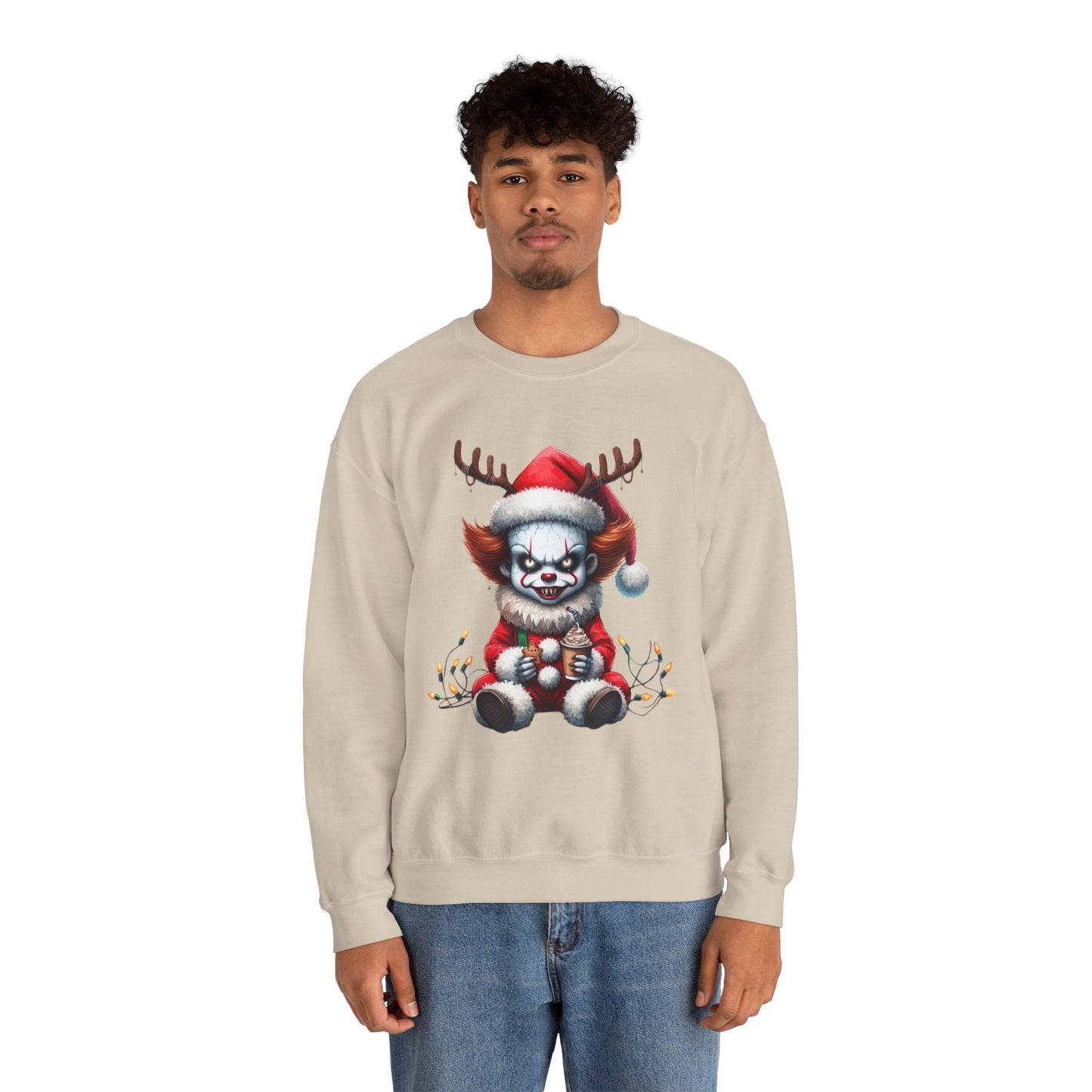 Creepy Clown Reindeer Christmas Sweatshirt