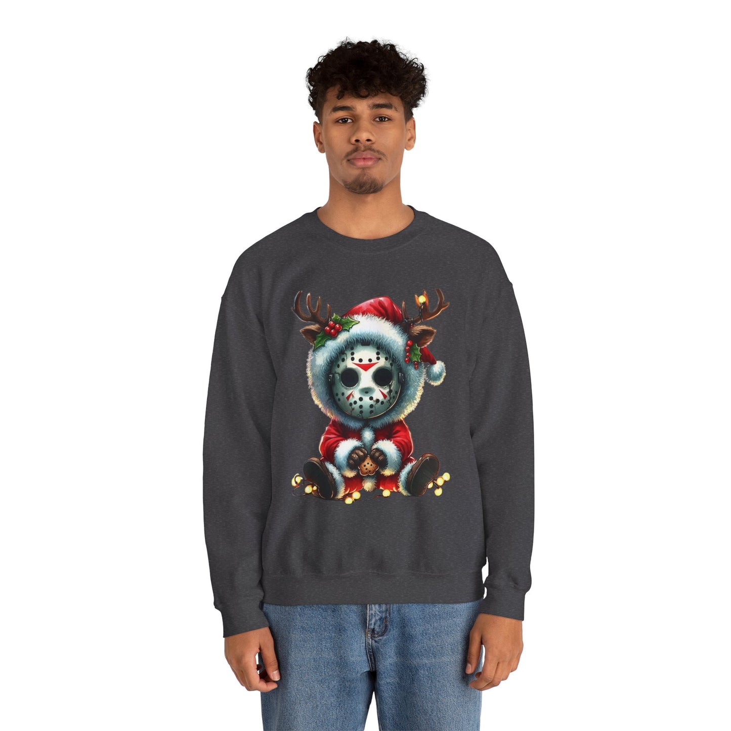 Christmas Jason Mask Sweatshirt — Cute Horror Holiday Crewneck