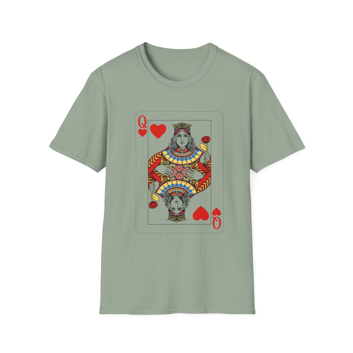 Valentines Queen of Hearts Unisex Softstyle T-Shirt - Card Inspired Design