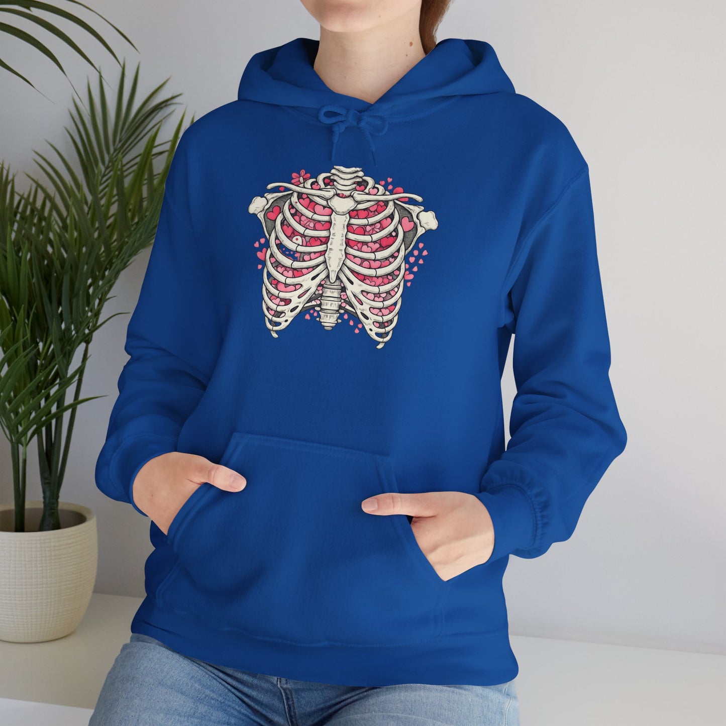 Ribcage Bloom Hoodie — Floral Skeleton Chest Graphic Sweatshirt