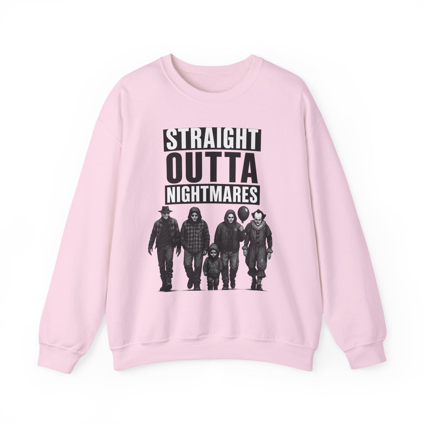 Straight Outta Nightmares Crewneck Sweatshirt | Unisex Pullover for Halloween, Cozy Gift for Horror Fans, Casual Layering