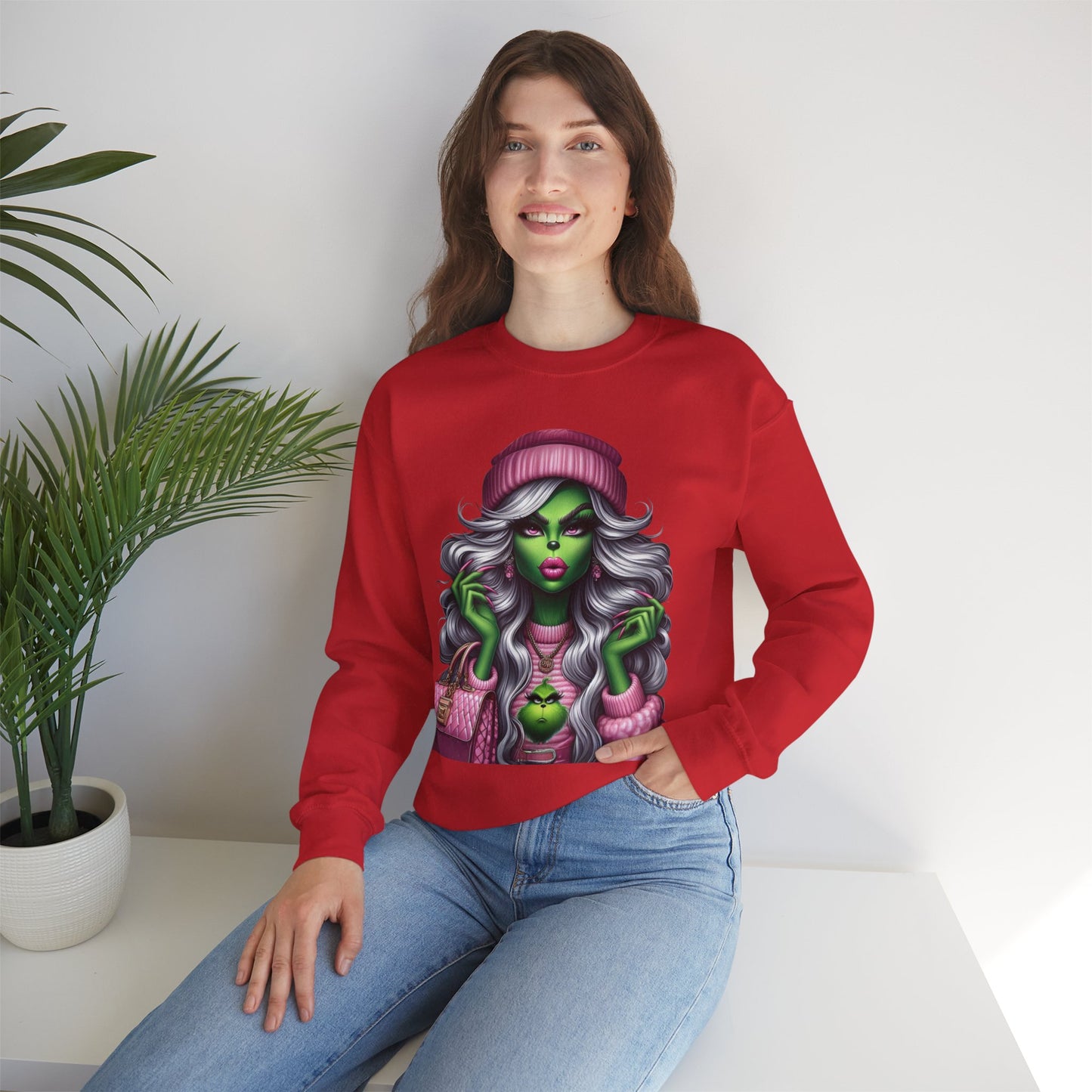 Witchy Glam Crewneck Sweatshirt – Green Glamour Girl Design