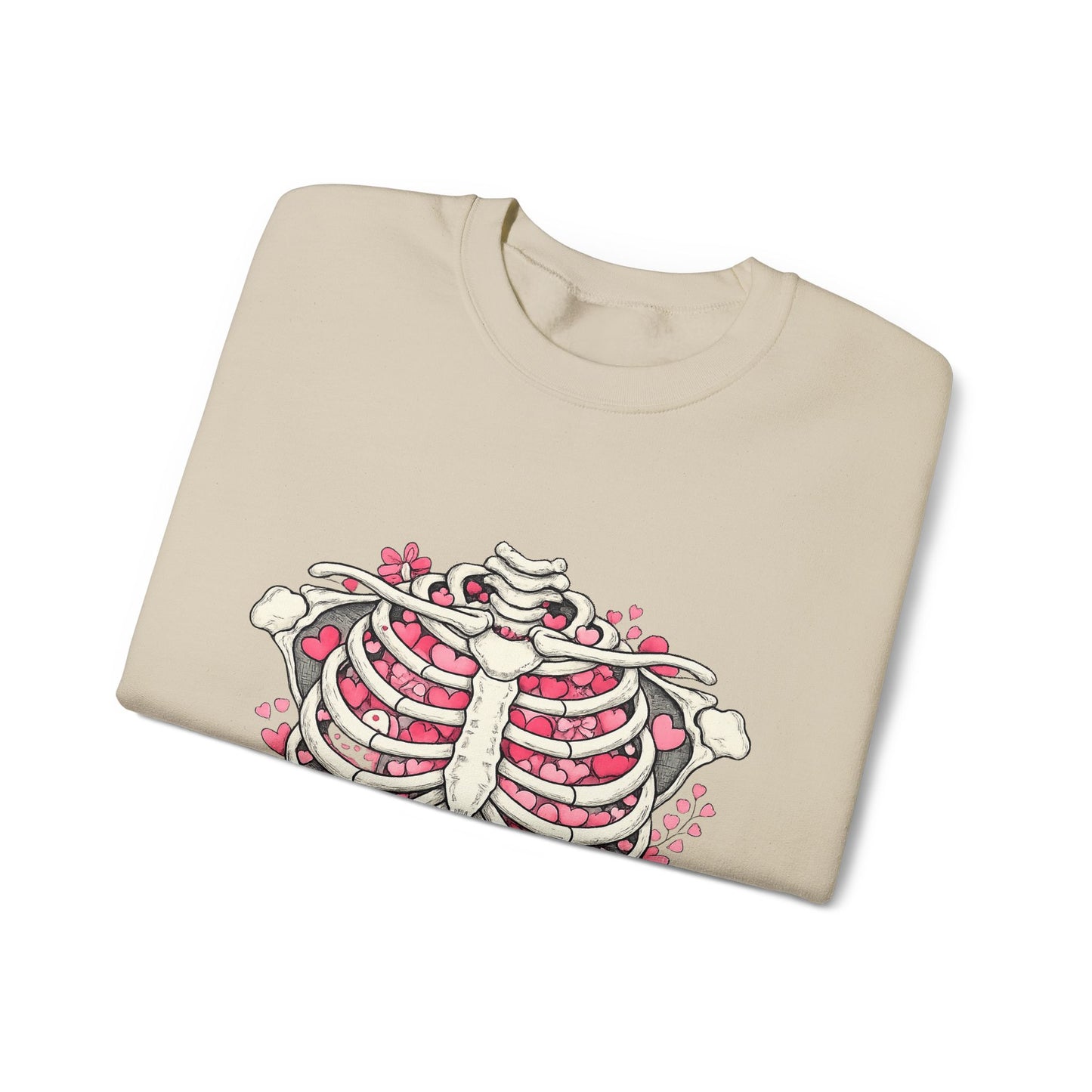 Ribcage Blossom Sweatshirt — Floral Skeleton Chest Graphic