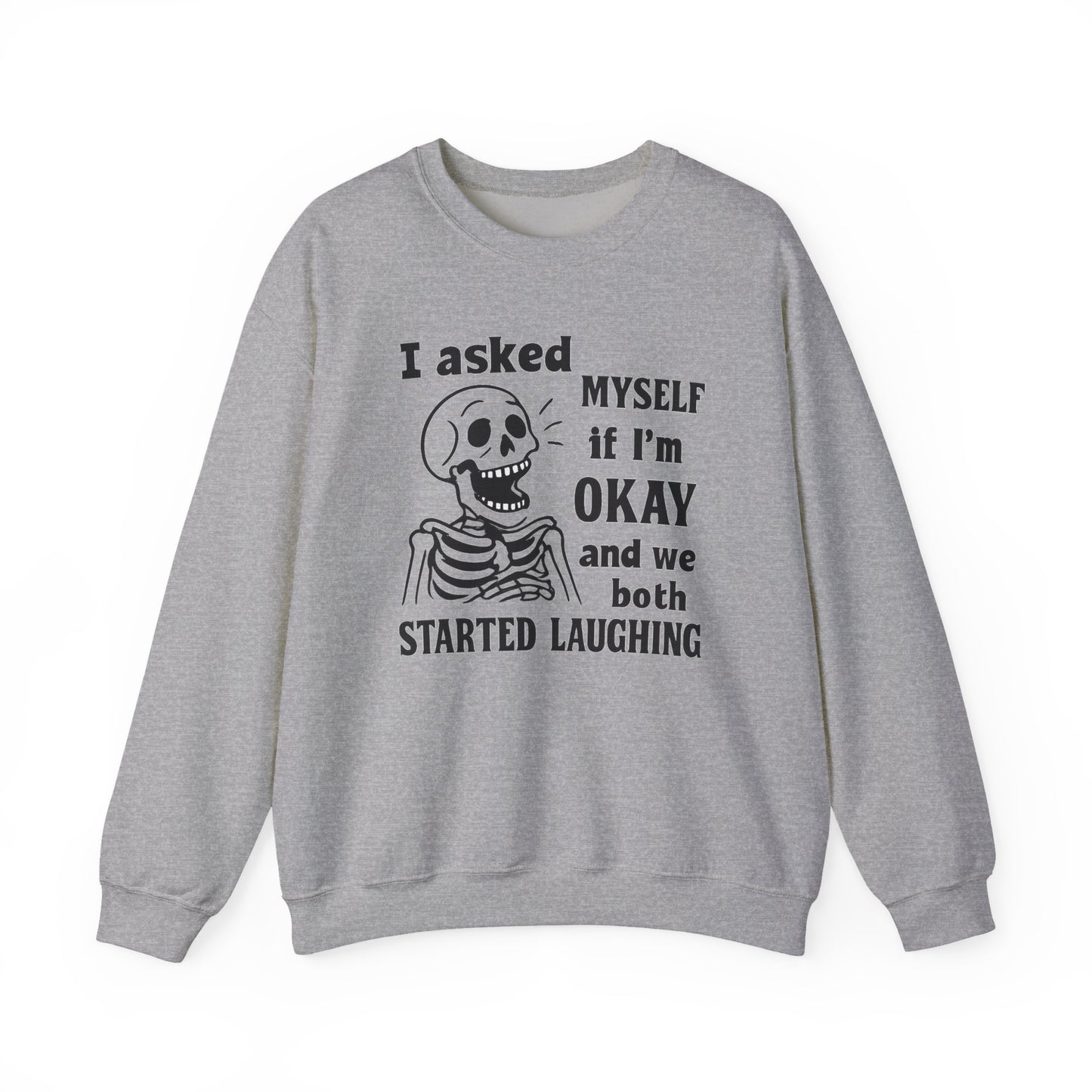 Funny Skeleton Sweatshirt, Unisex Crewneck for Comfort, Perfect for Halloween, Casual Wear, Gift for Friends, Cozy Laughs