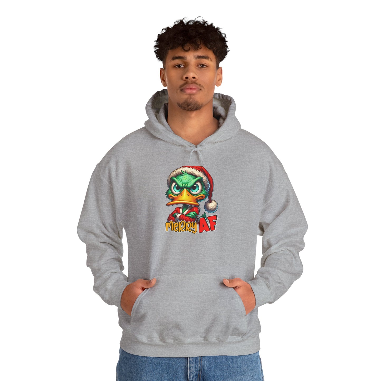 Festive Grinch Hoodie | Merry AF Gift for Christmas, Unisex Sweatshirt, Holiday Apparel, Cozy Sweatshirt, Grinch Lovers