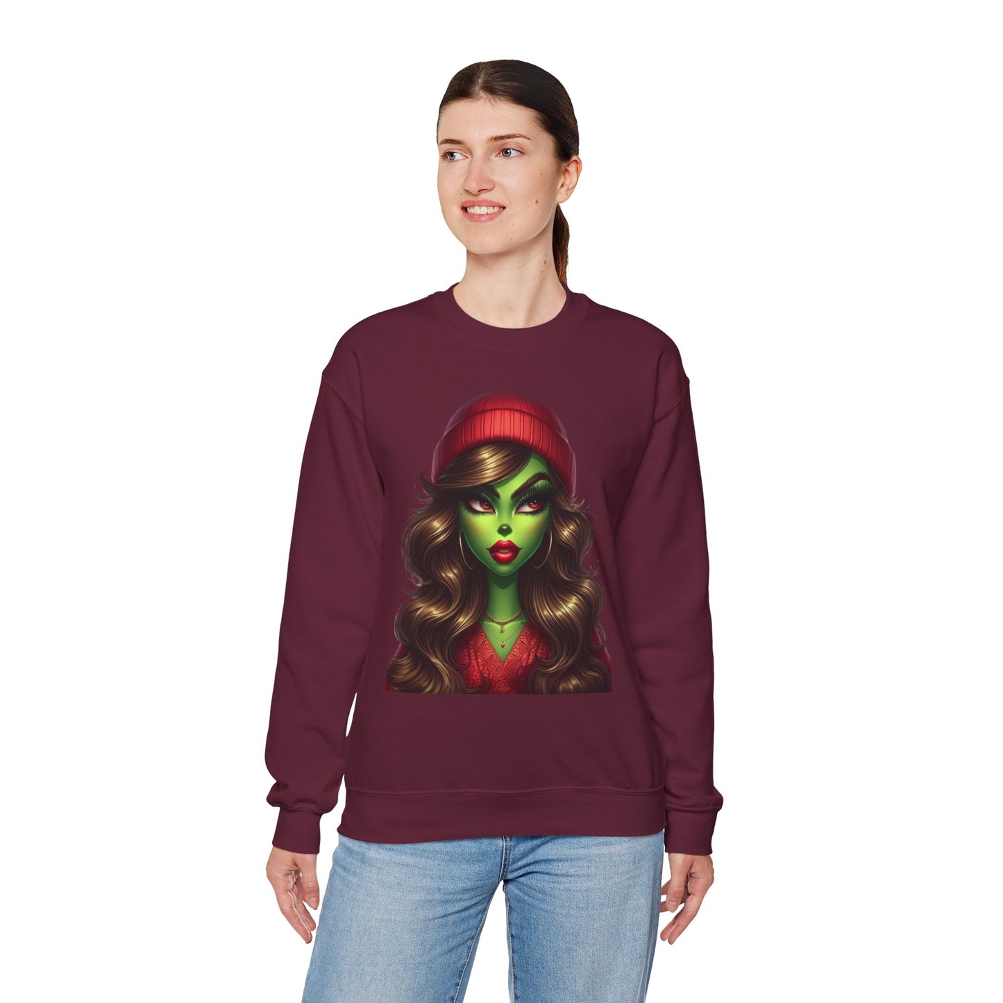 Witchy Green Girl Sweatshirt — Gothic Halloween Crewneck