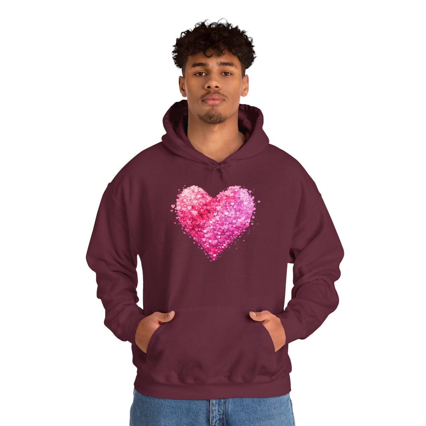 Cupid Skeleton Hoodie — Gothic Valentine Skeleton with Pink Hearts Pullover