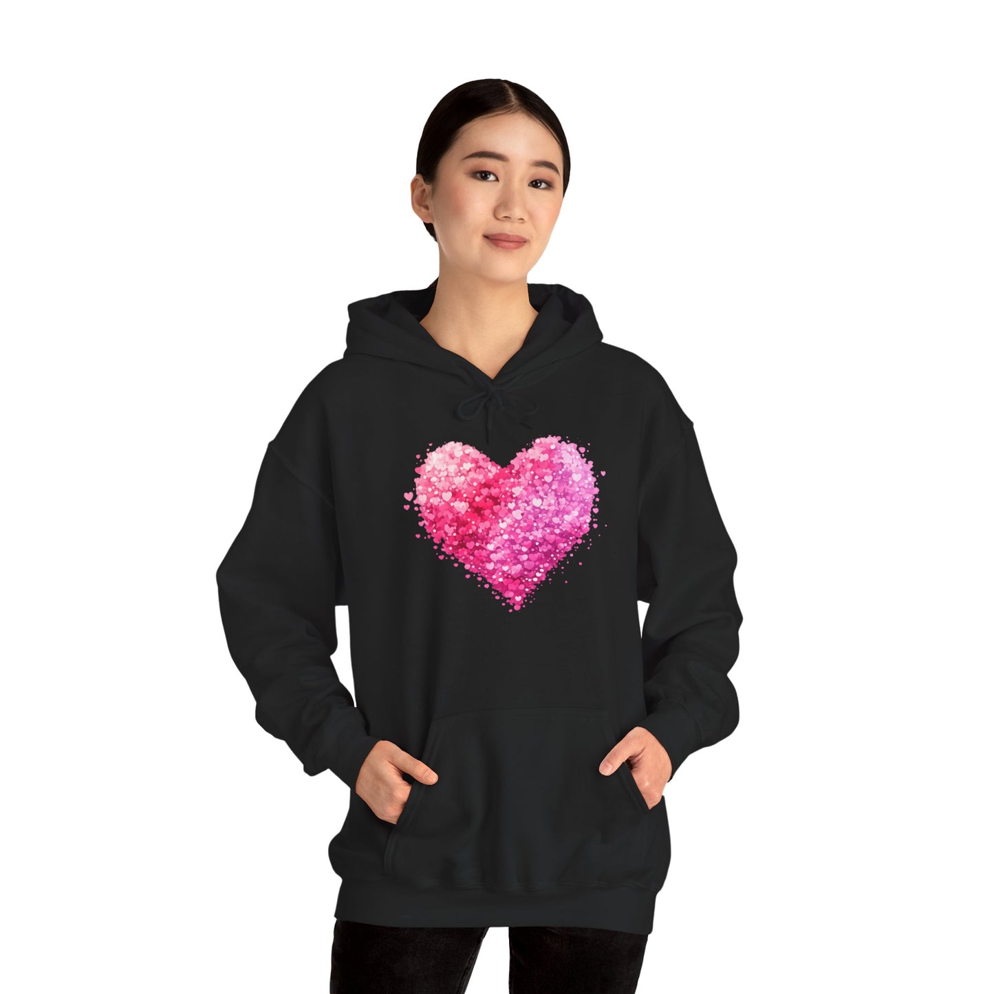 Cupid Skeleton Hoodie — Gothic Valentine Skeleton with Pink Hearts Pullover