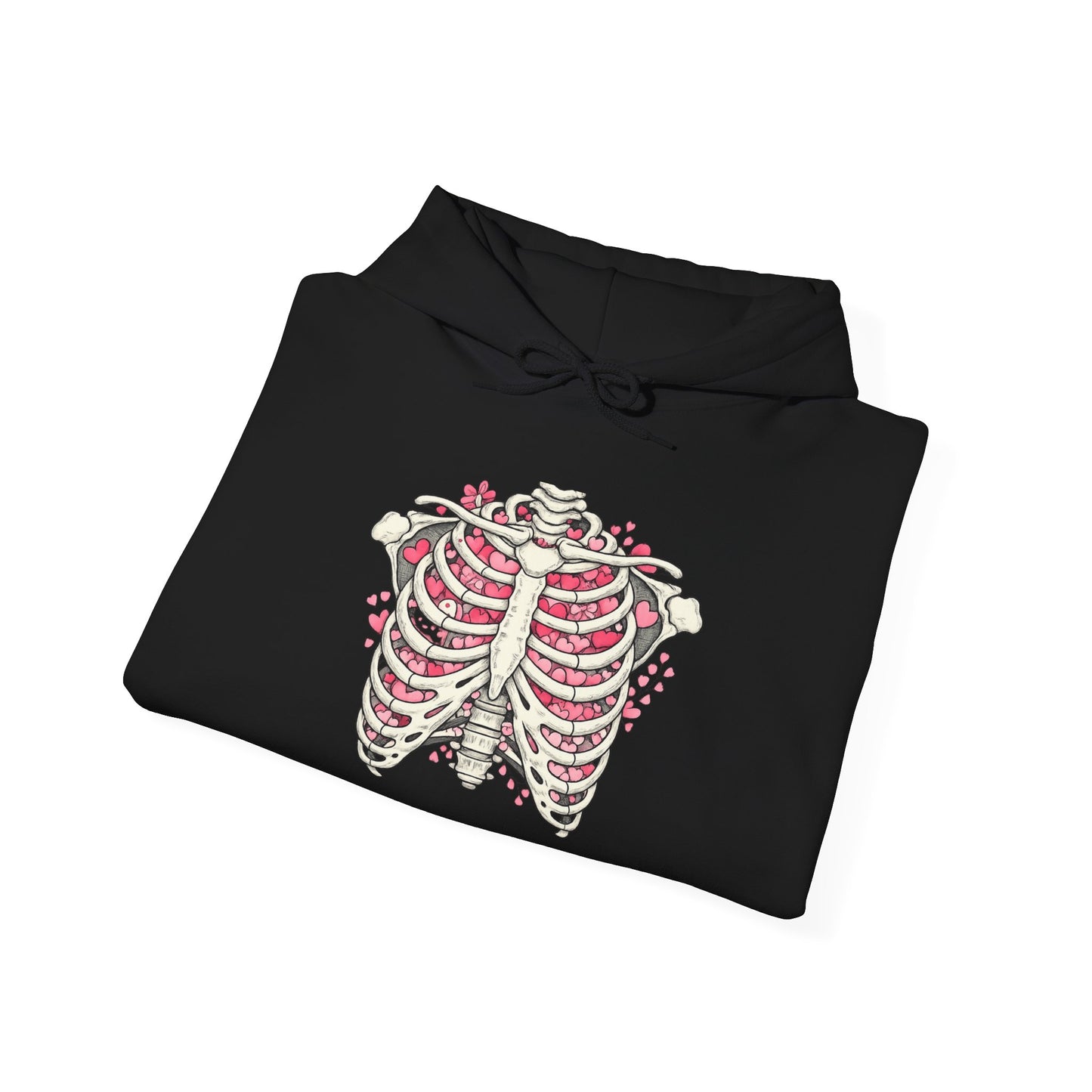 Ribcage Bloom Hoodie — Floral Skeleton Chest Graphic Sweatshirt