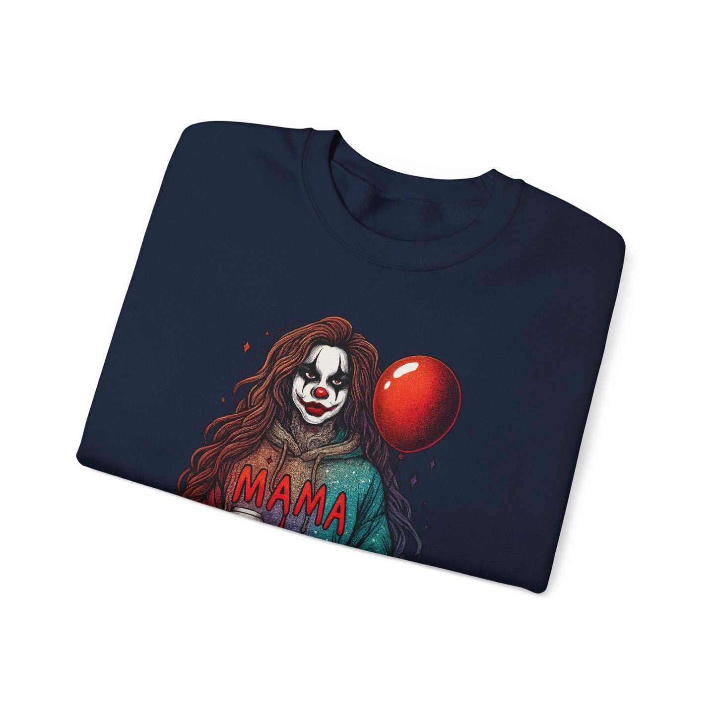 Clown-themed Crewneck Sweatshirt for Moms, Cozy Gift for Mother's Day, Halloween Apparel, Trendy Casual Wear, Unique Graphic Top