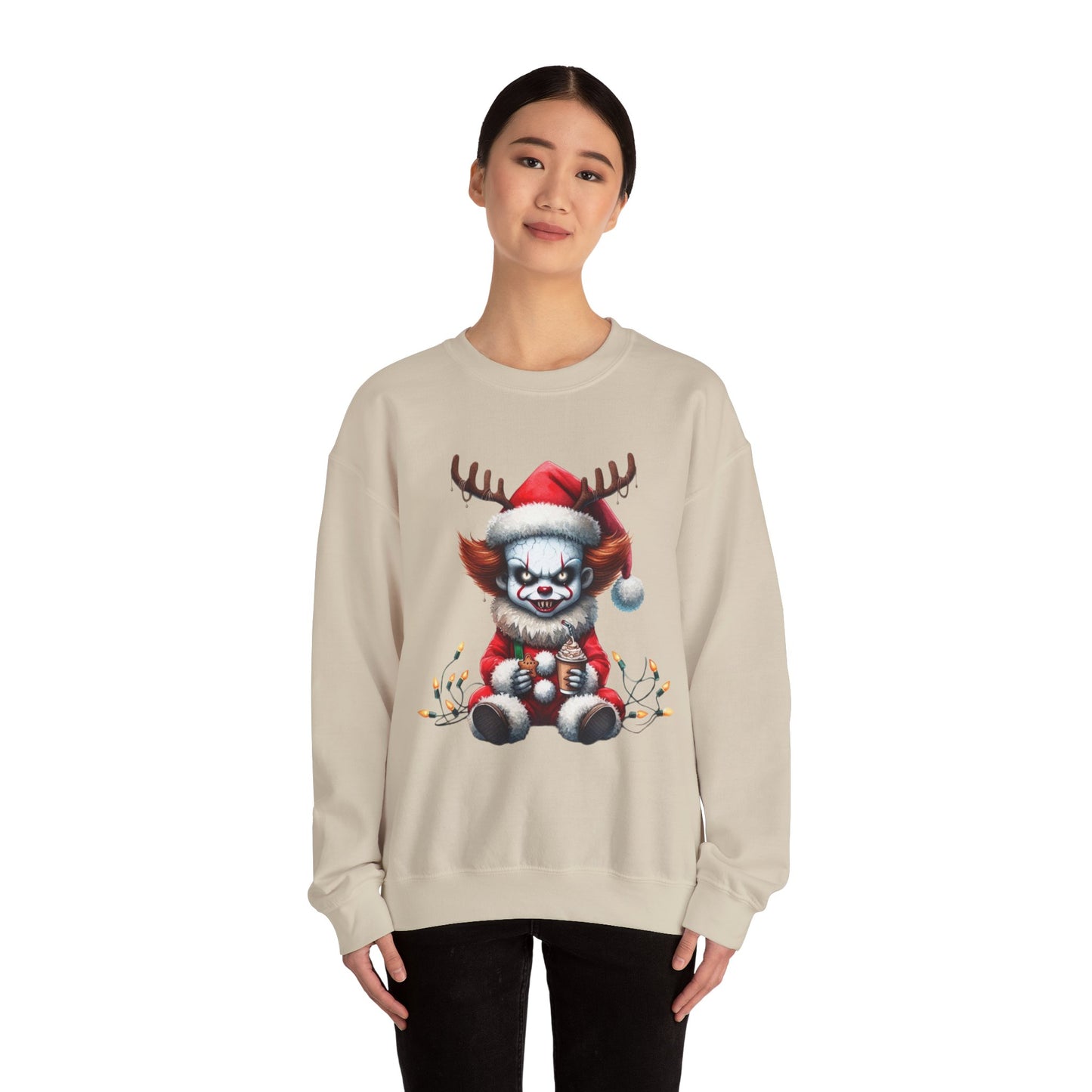 Creepy Clown Reindeer Christmas Sweatshirt