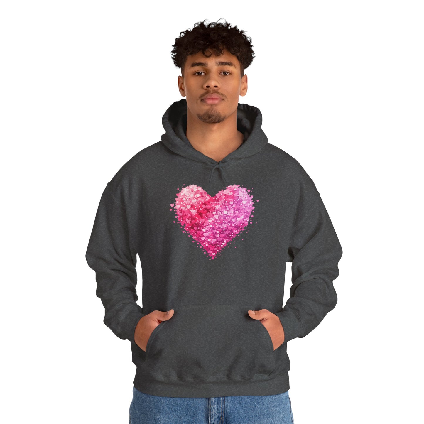 Cupid Skeleton Hoodie — Gothic Valentine Skeleton with Pink Hearts Pullover
