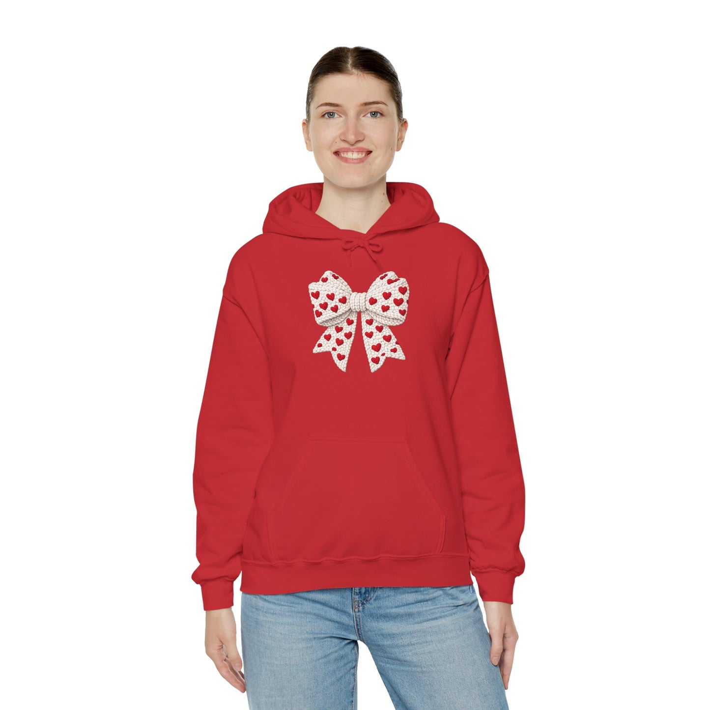 Valentine Heart Bow Hoodie — Cute Red Heart Ribbon Pullover