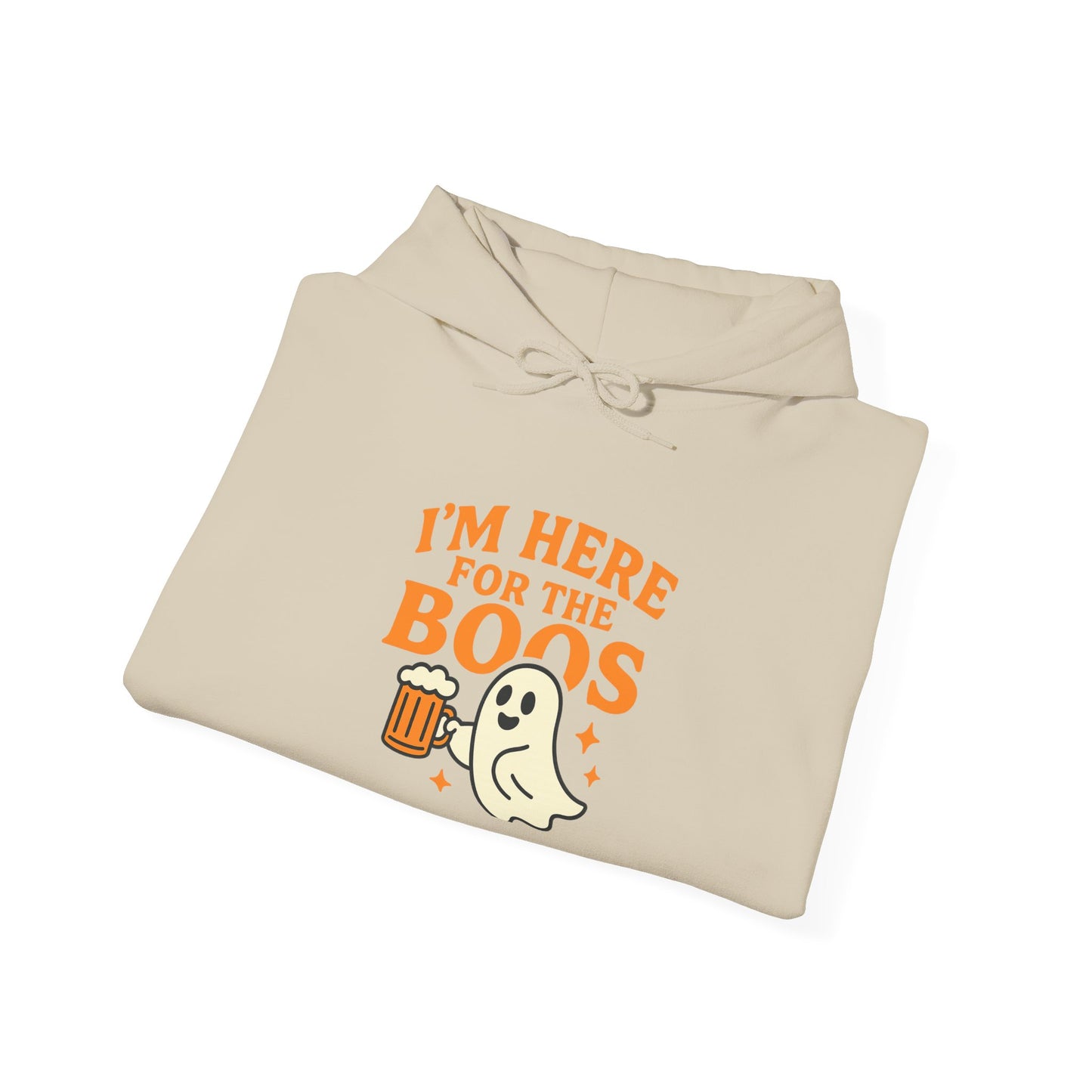 Halloween Party Hoodie, I'm Here for the Boos Hoodie, Unisex Halloween hoodie, Ghost Design Hooded Pullover, Spooky Season Apparel
