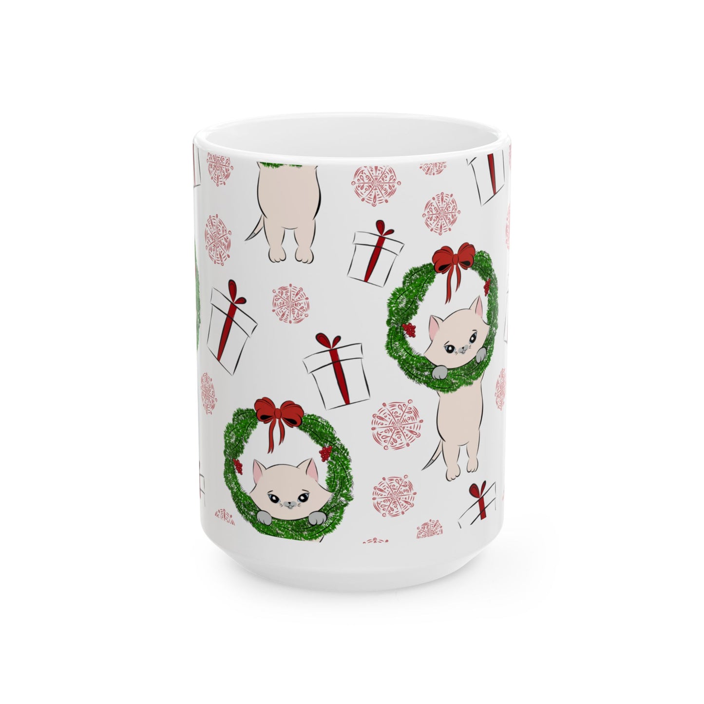 Christmas Cat Ceramic Mug, (11oz, 15oz)