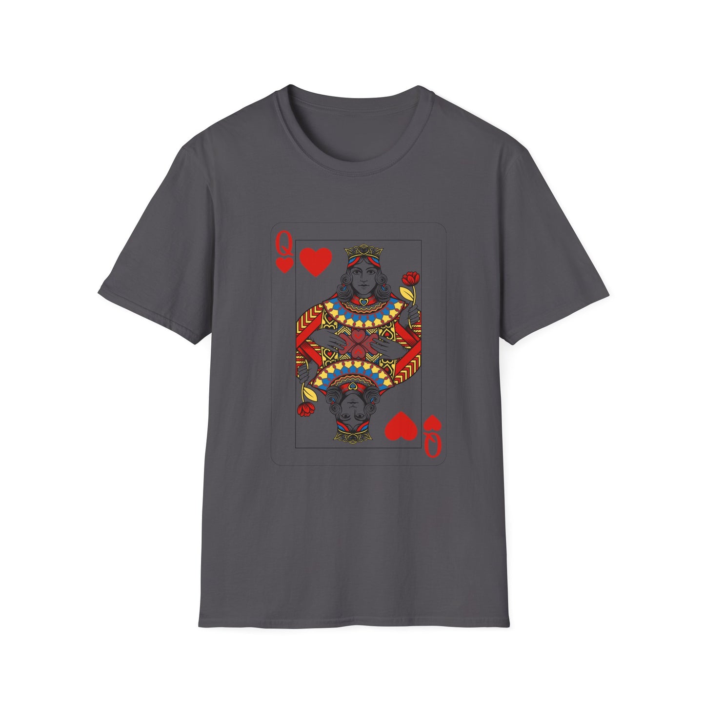 Valentines Queen of Hearts Unisex Softstyle T-Shirt - Card Inspired Design