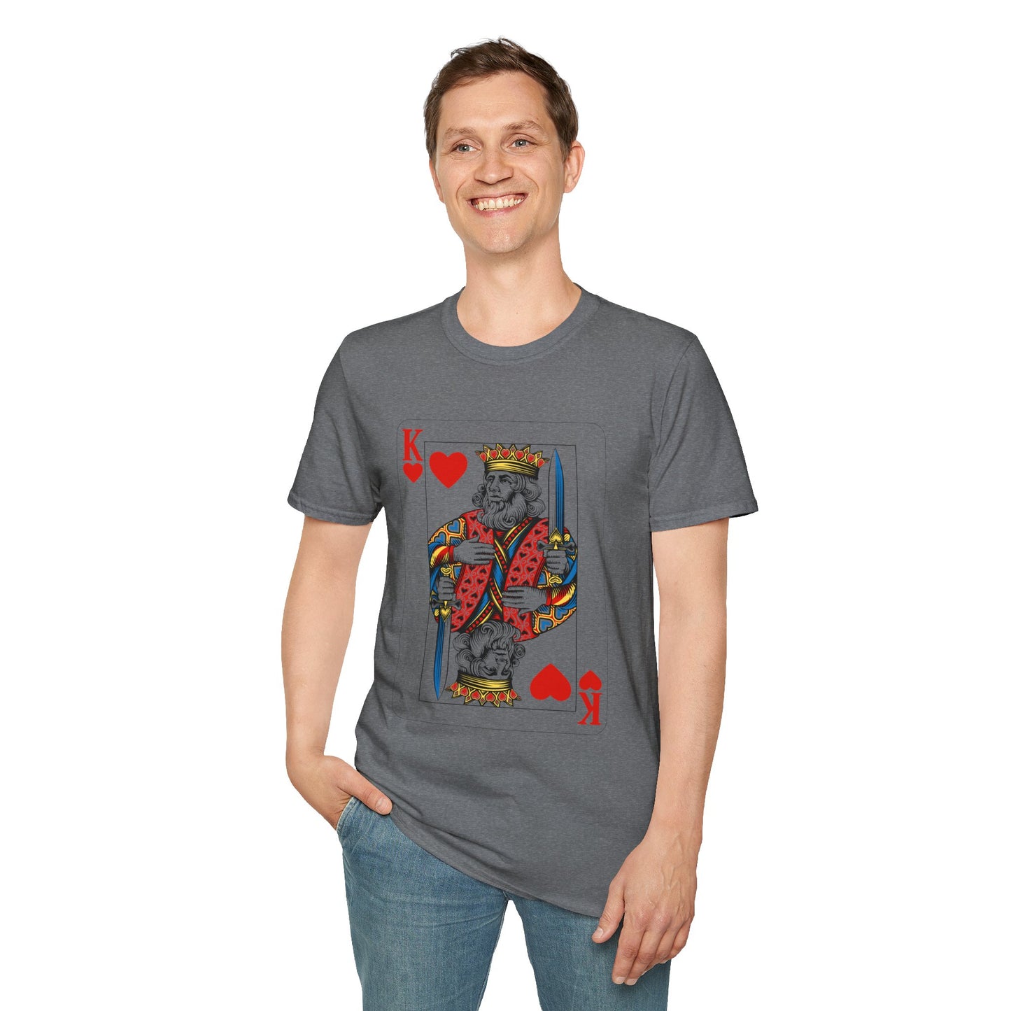 Valentines King of Hearts Unisex T-Shirt - Playful Card Design for Game Night