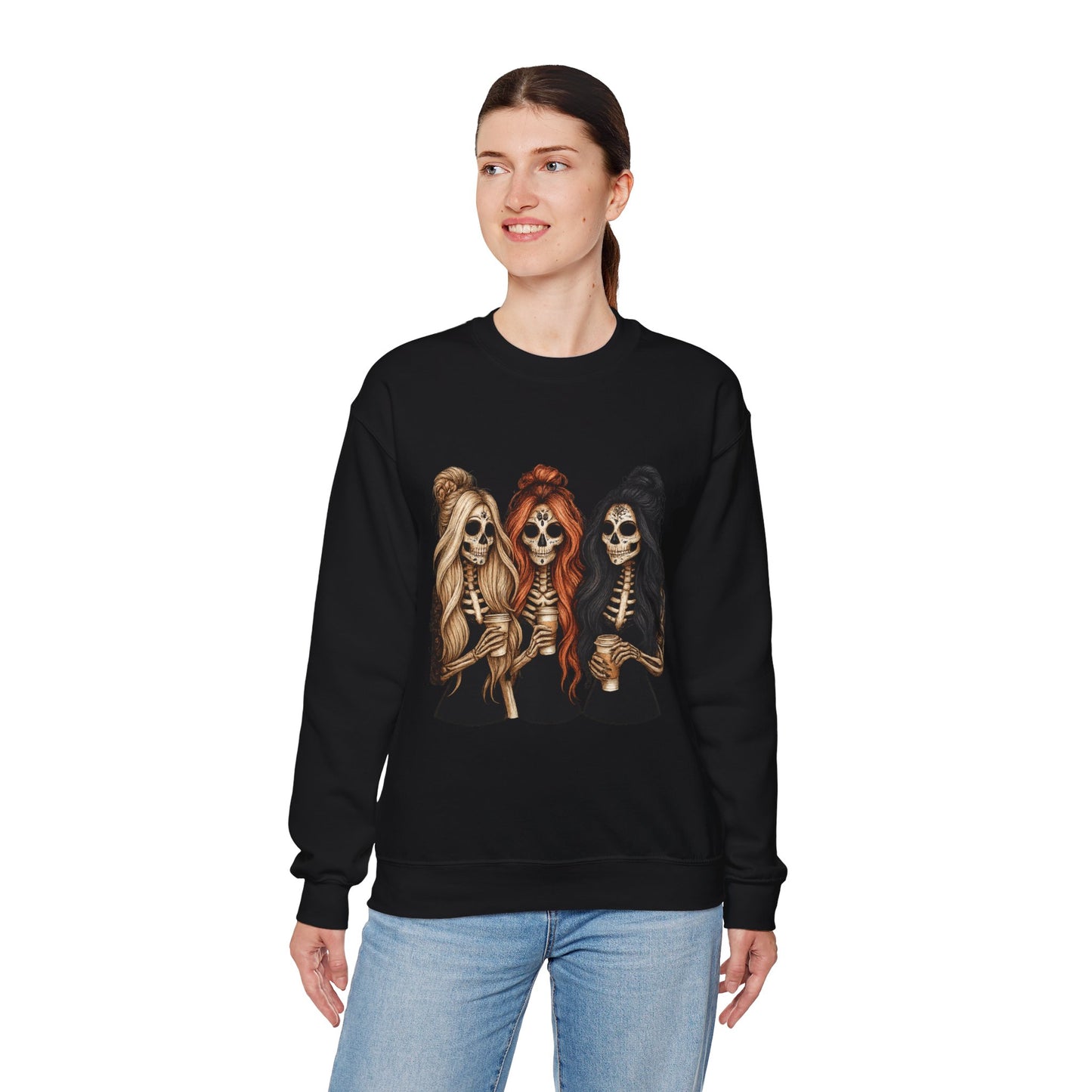 Halloween Skeleton Crewneck Sweatshirt, Cozy Unisex Sweatshirt, Trendy Halloween Apparel, Gift for Halloween Lovers, Spooky Season Outfit