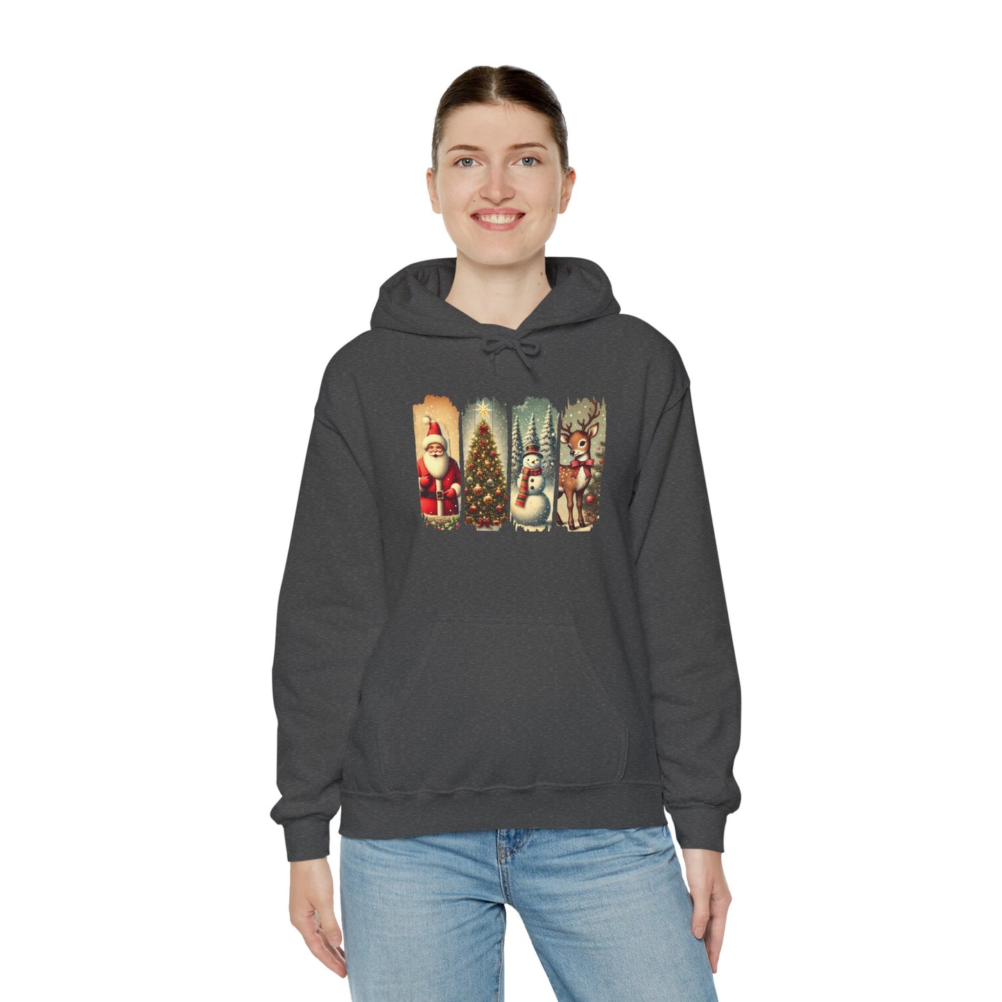 Cozy Christmas Sweatshirt with Vintage Holiday Designs, Unisex Hoodie for Winter, Christmas Gift, Holiday Wear, Festive Apparel