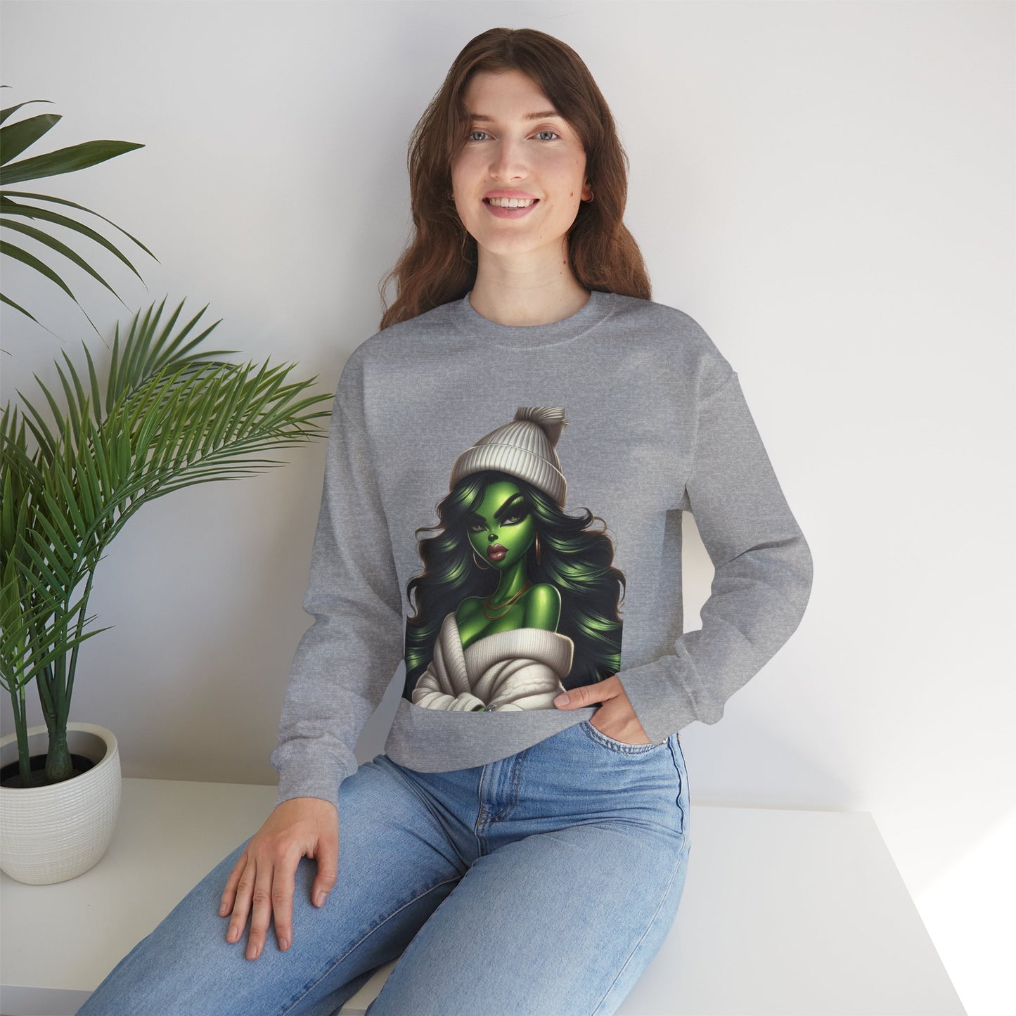 Green Witch Portrait Crewneck Sweatshirt