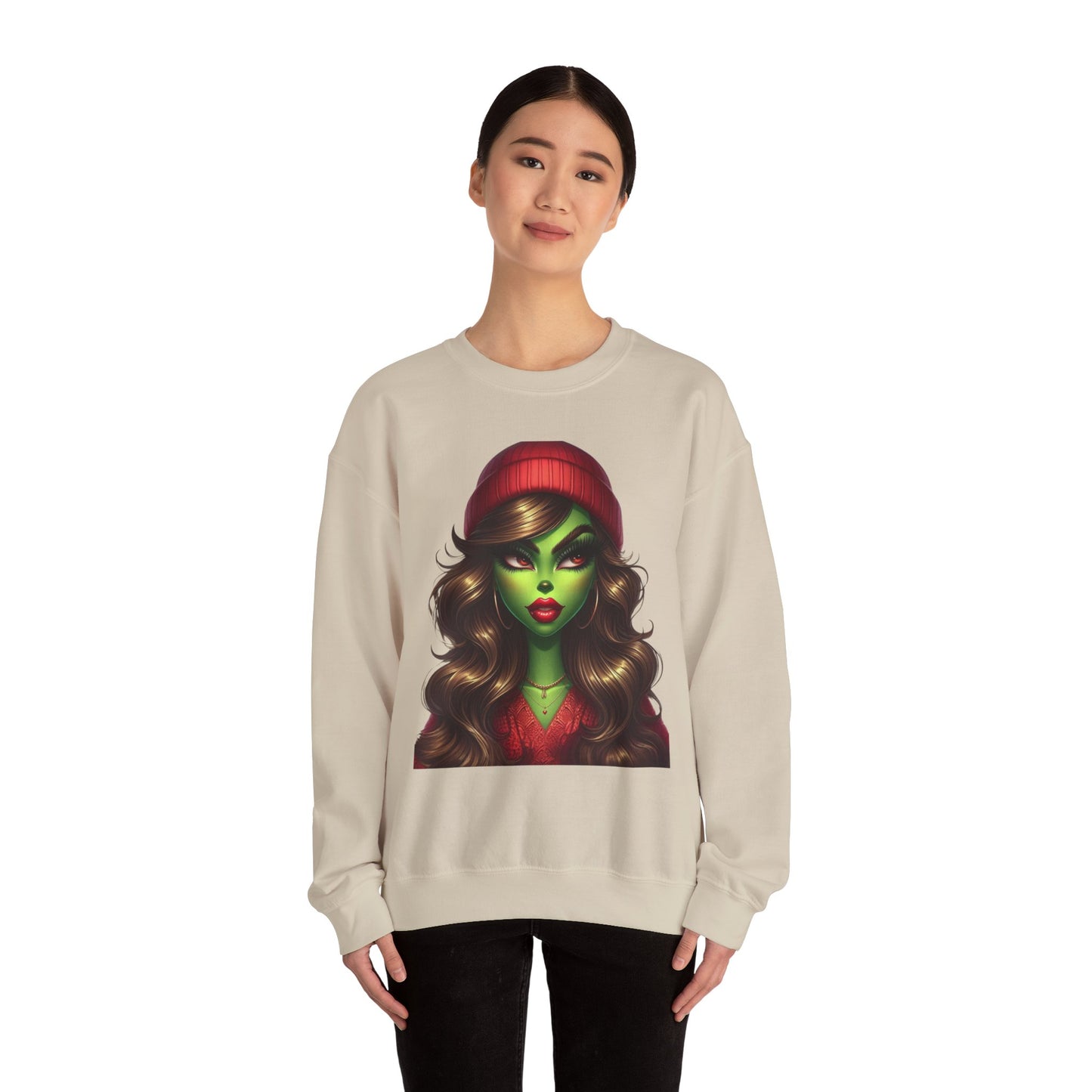 Witchy Green Girl Sweatshirt — Gothic Halloween Crewneck