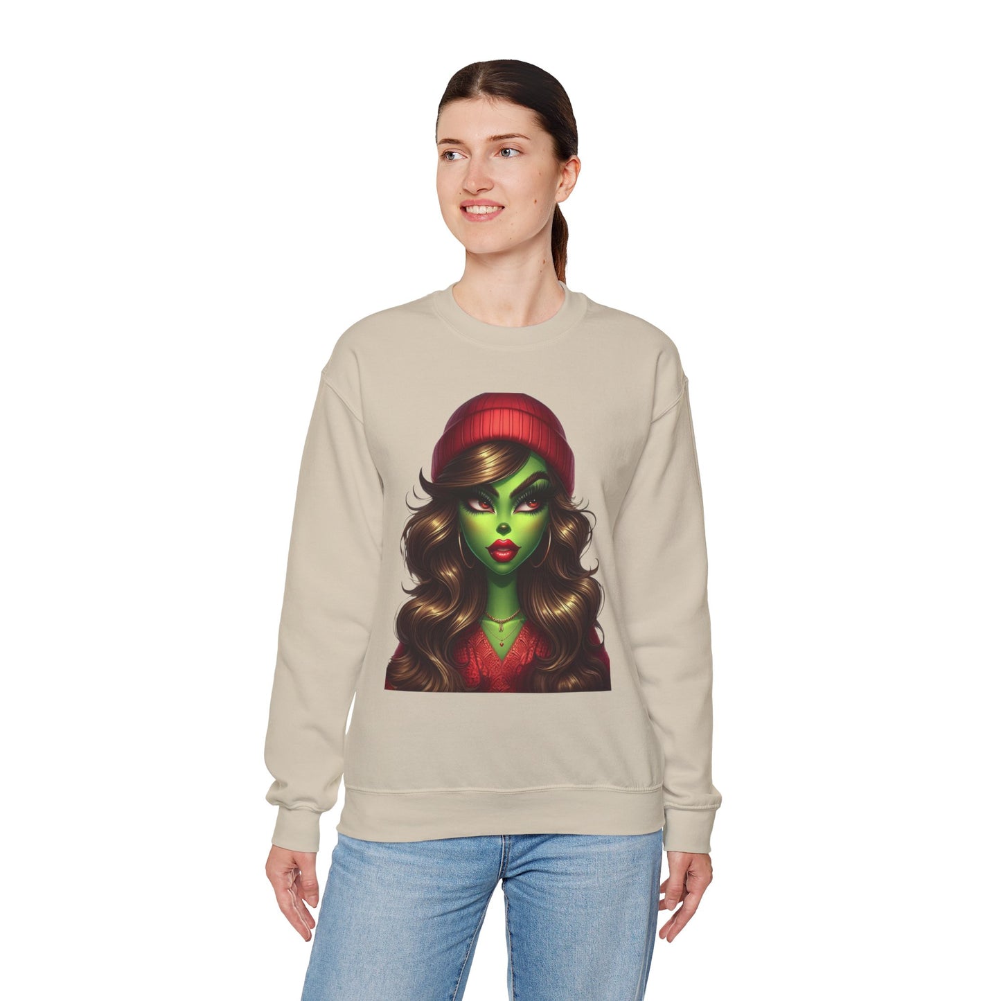 Witchy Green Girl Sweatshirt — Gothic Halloween Crewneck