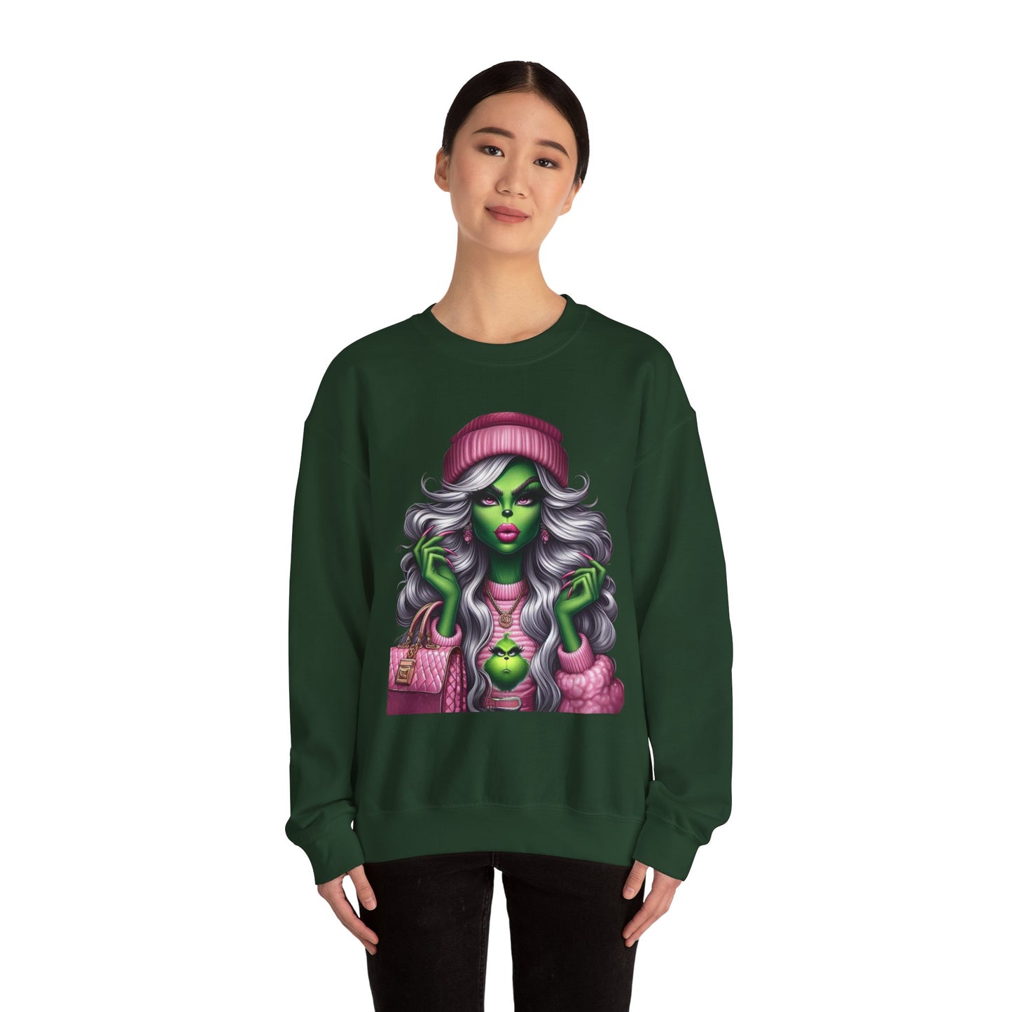 Witchy Glam Crewneck Sweatshirt – Green Glamour Girl Design