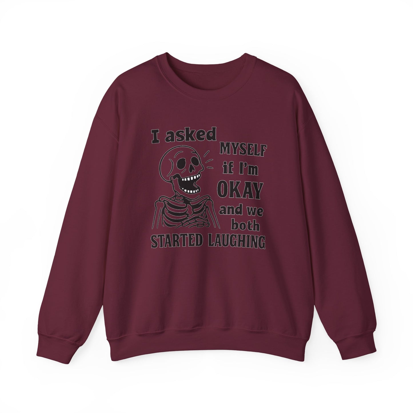 Funny Skeleton Sweatshirt, Unisex Crewneck for Comfort, Perfect for Halloween, Casual Wear, Gift for Friends, Cozy Laughs