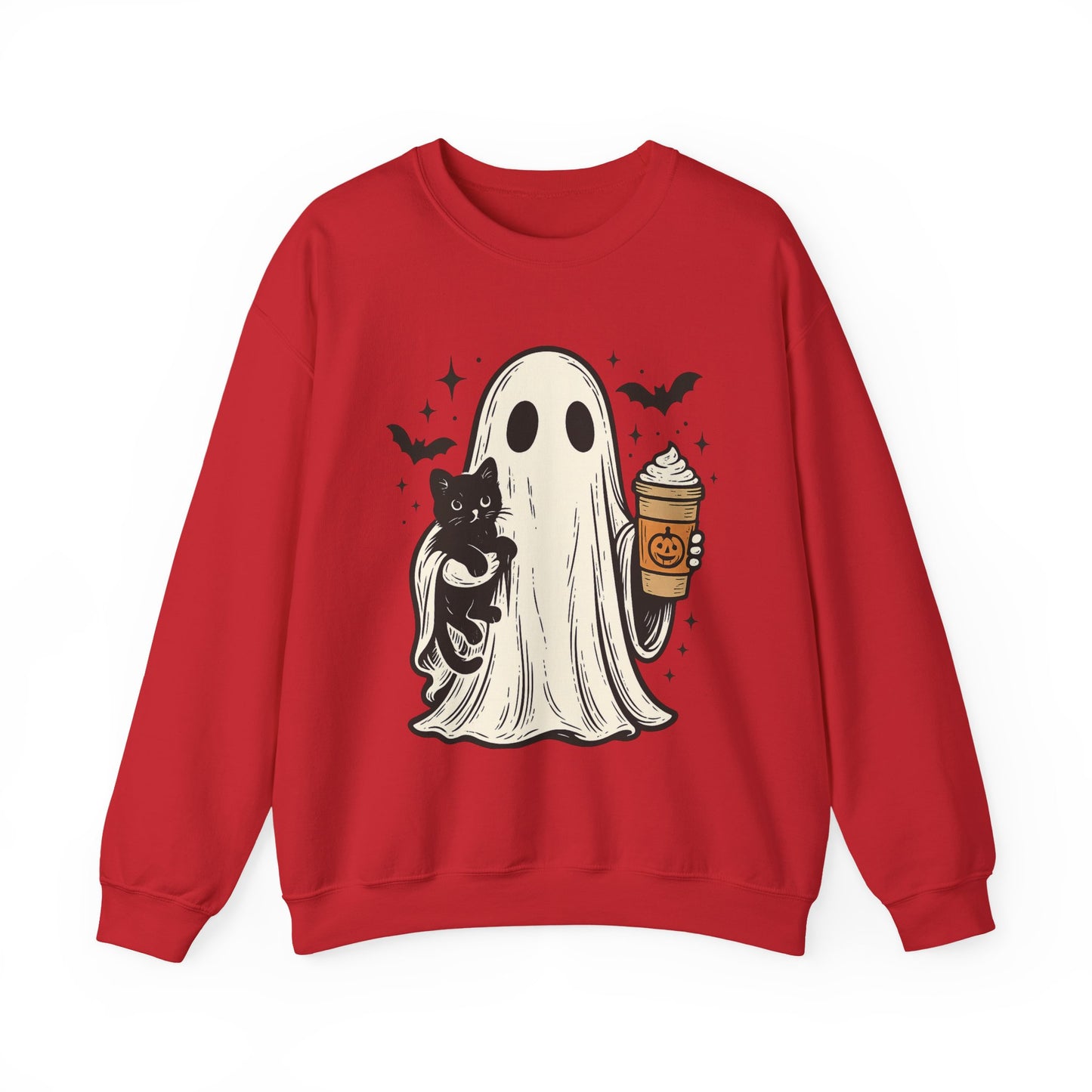 Ghostly Cuddle Sweatshirt - Cozy Unisex Crewneck, Halloween Apparel, Fall Fashion, Spooky Season, Cat Lover Gift
