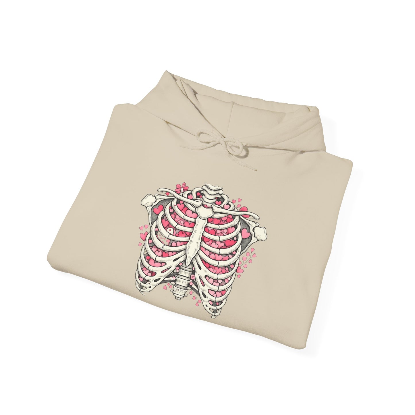 Ribcage Bloom Hoodie — Floral Skeleton Chest Graphic Sweatshirt
