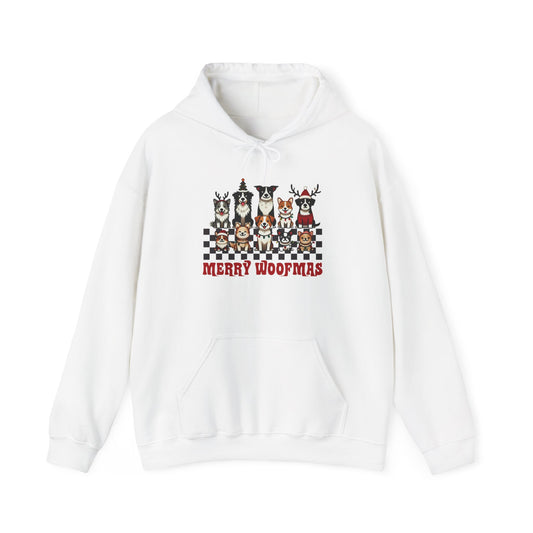 Merry Woofmas Hooded Sweatshirt | Cozy Dog Lover Hoodie, Perfect Gift for Pet Owners, Holiday Sweatshirt, Christmas Apparel, Festive Fashion