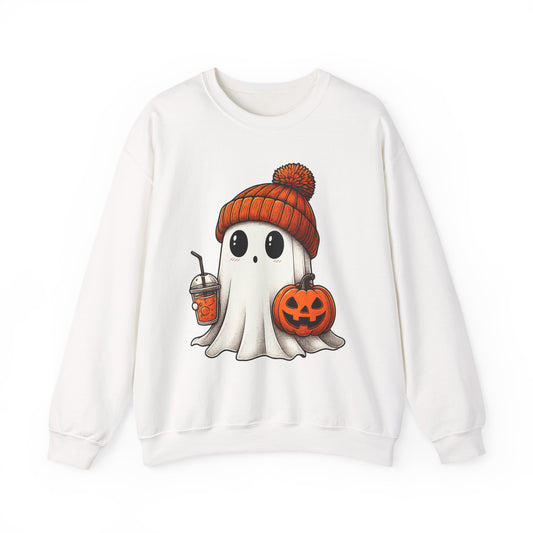 Cute Ghost Halloween Sweatshirt, Unisex Crewneck, Spooky Season Apparel, Fall Fashion, Cozy Pumpkin Sweater