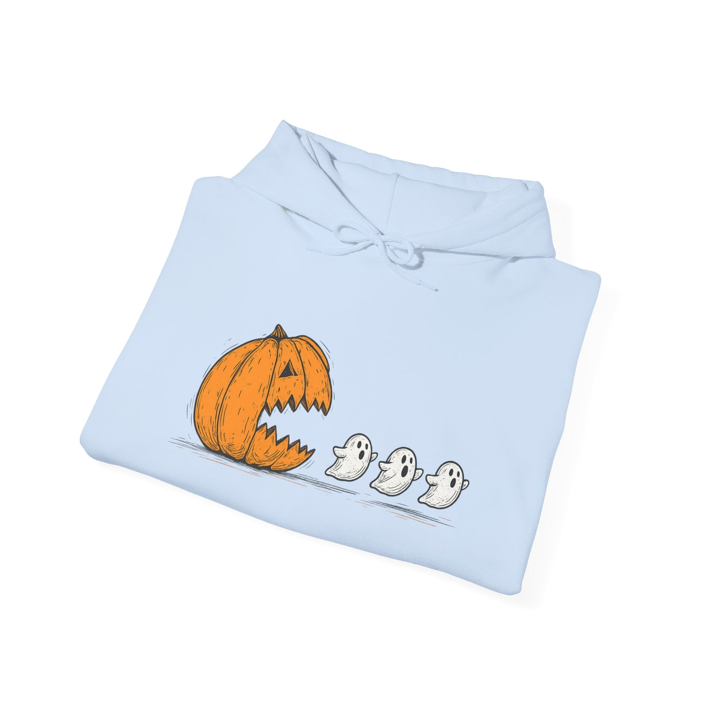 Spooky Ghosts & Pumpkin Hoodie - Unisex Heavy Blend Hoodie, Halloween Apparel, Cozy Fall Layer, Ghost Lovers Gift, Autumn Style