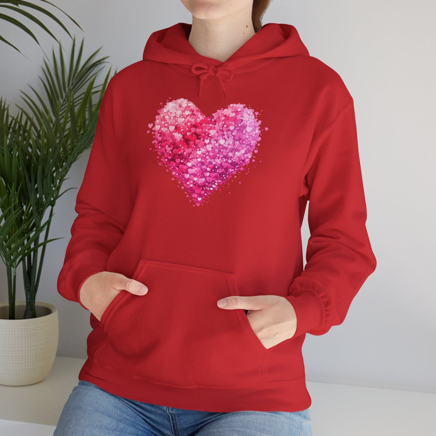 Cupid Skeleton Hoodie — Gothic Valentine Skeleton with Pink Hearts Pullover