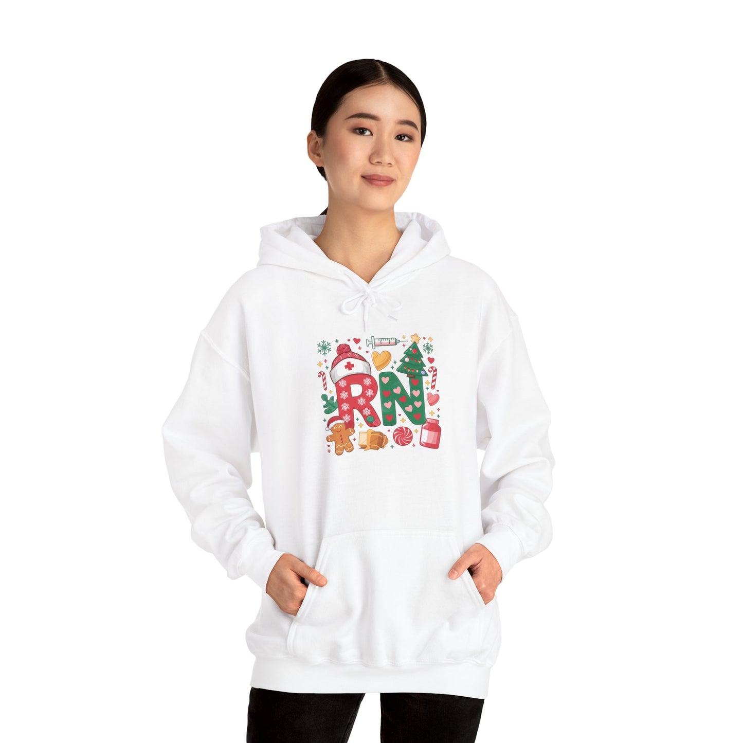 Festive Cozy Hooded Sweatshirt, Holiday Sweatshirt, Christmas Gift, Unisex Hoodie, Seasonal Wear, RN Design