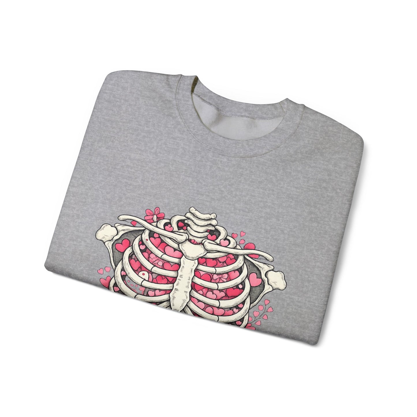 Ribcage Blossom Sweatshirt — Floral Skeleton Chest Graphic