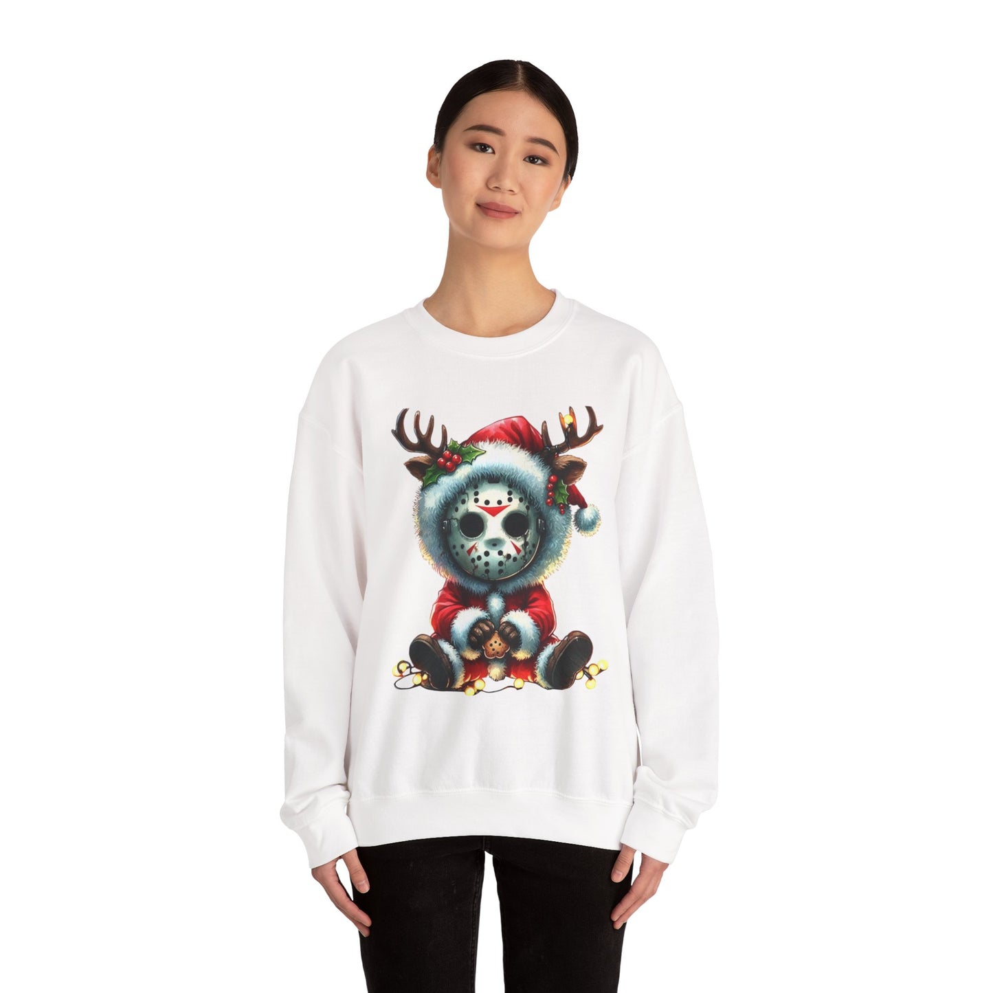Christmas Jason Mask Sweatshirt — Cute Horror Holiday Crewneck