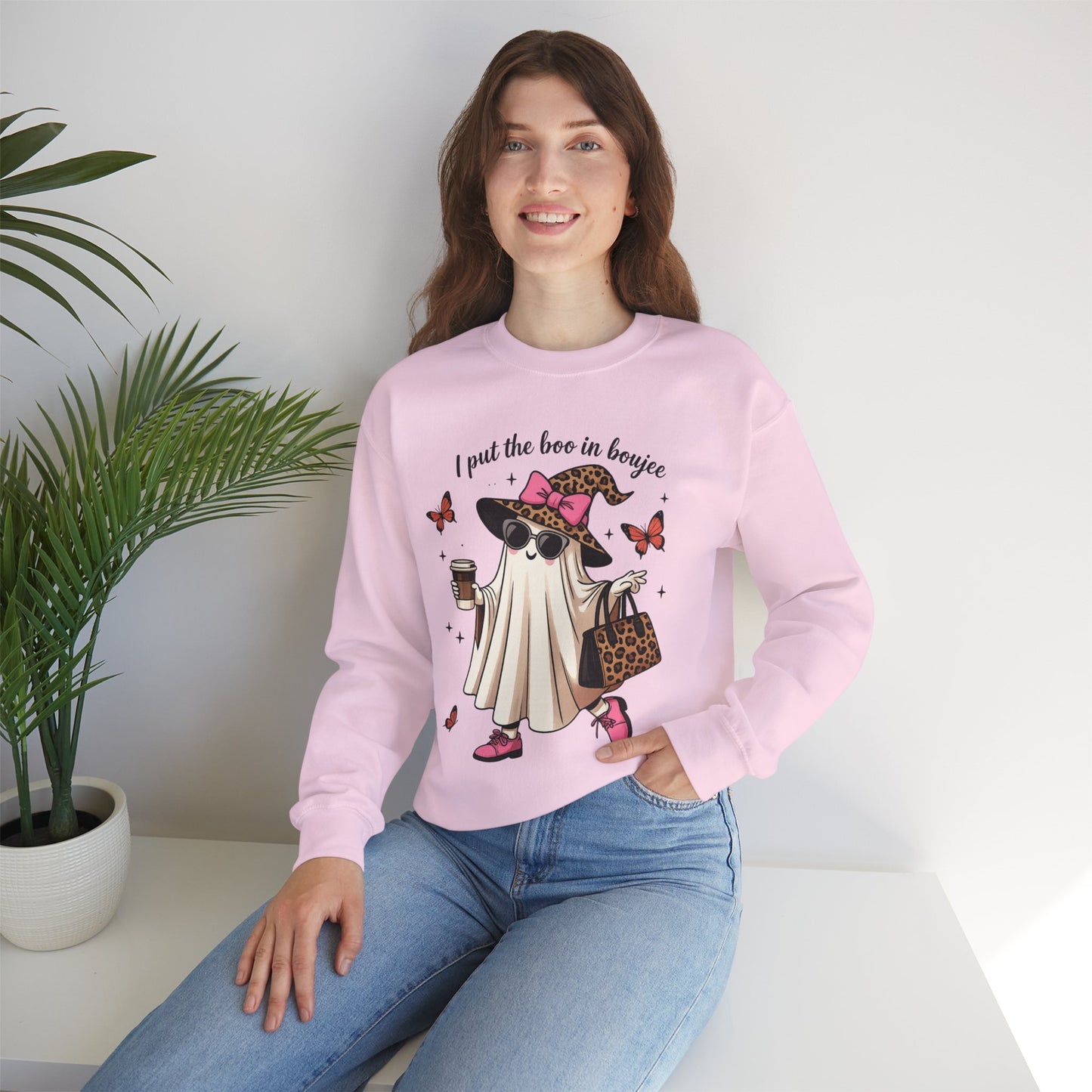 Chic Ghost Crewneck Sweatshirt | Halloween Cozy Apparel, Casual Outfit, Trendy Gift, Fall Fashion