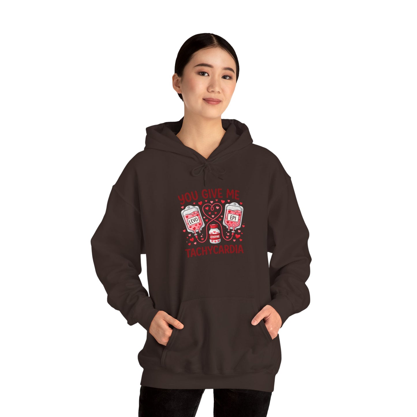 You Give Me Tachycardia Hoodie — Cute ECG Heart & IV Bag Medical Valentine Sweatshirt