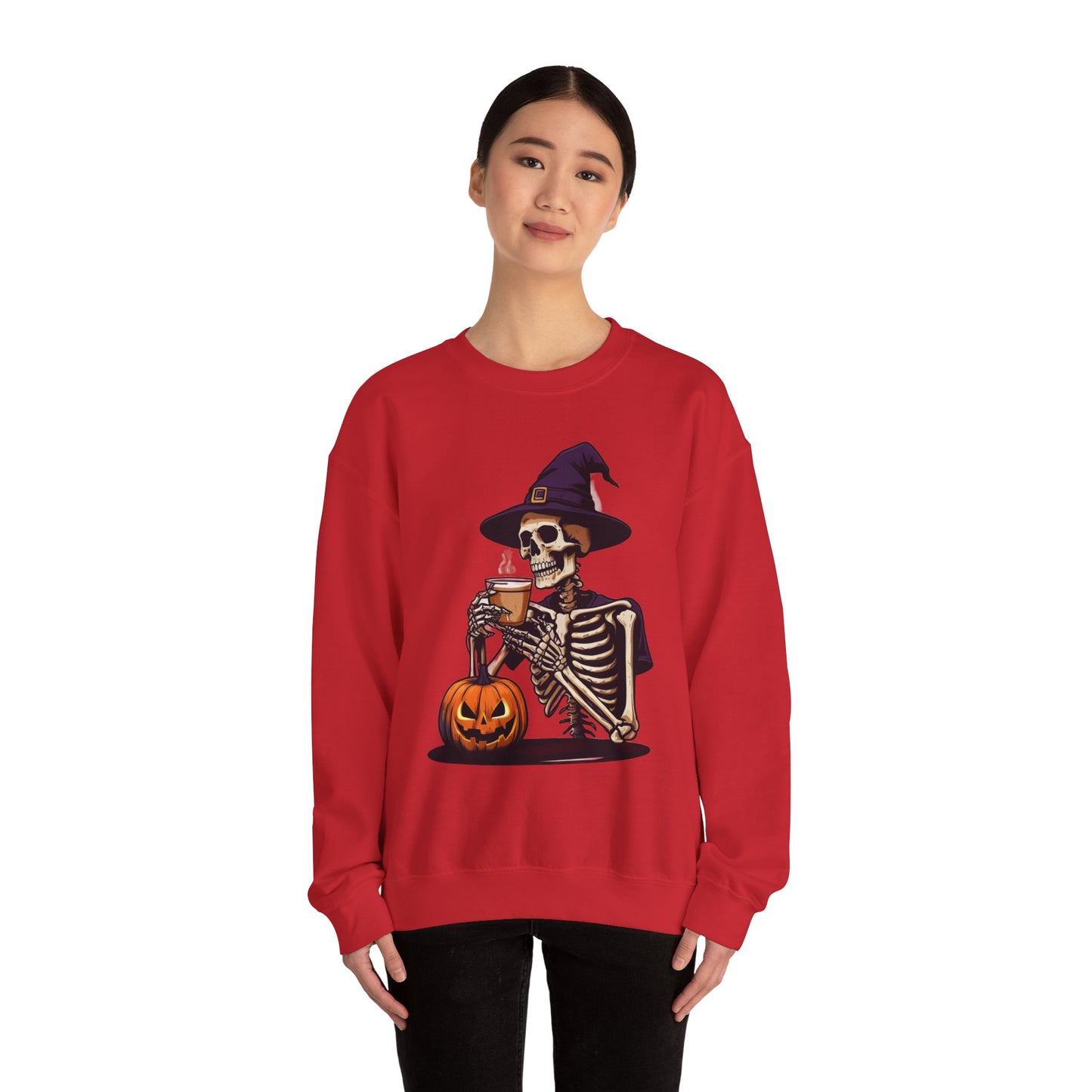 Spooky Skeleton Halloween Sweatshirt, Unisex Crewneck, Cozy Fall Fashion, Halloween Costume, Party Apparel, Ideal for Trick or Treat