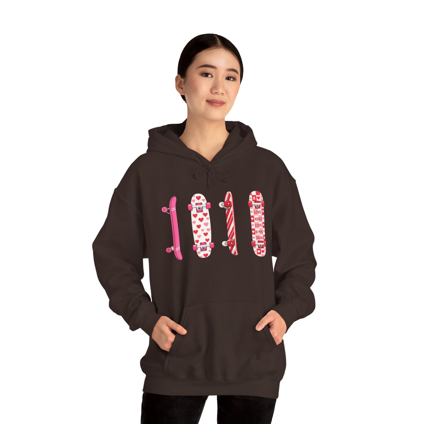 Valentine Skateboard Graphic Hoodie — Pink Heart Skate Decks