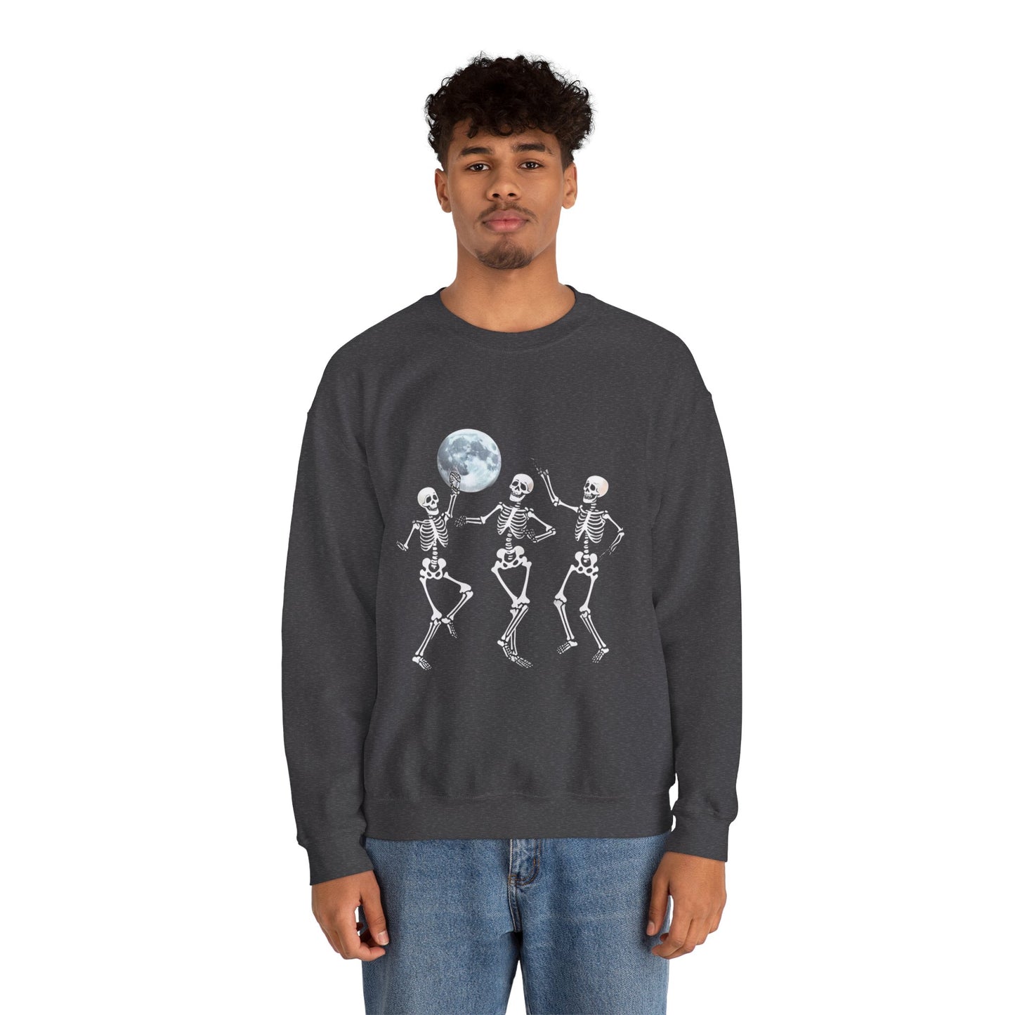 Spooky Dance Crewneck Sweatshirt - Halloween Oddities, Unisex Sweatshirt, Festive Apparel, Skeleton Design, Cozy Style